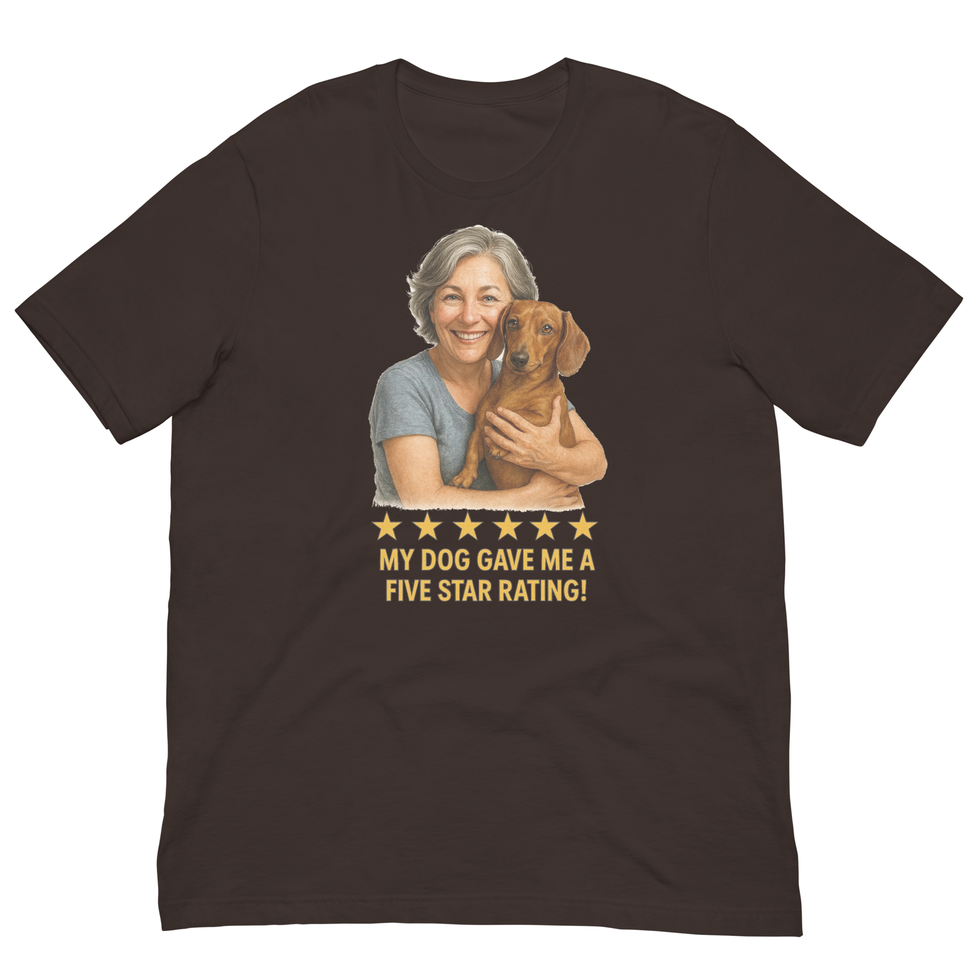 Salt & Pepper Woman with Dachshund graphic tee - brown