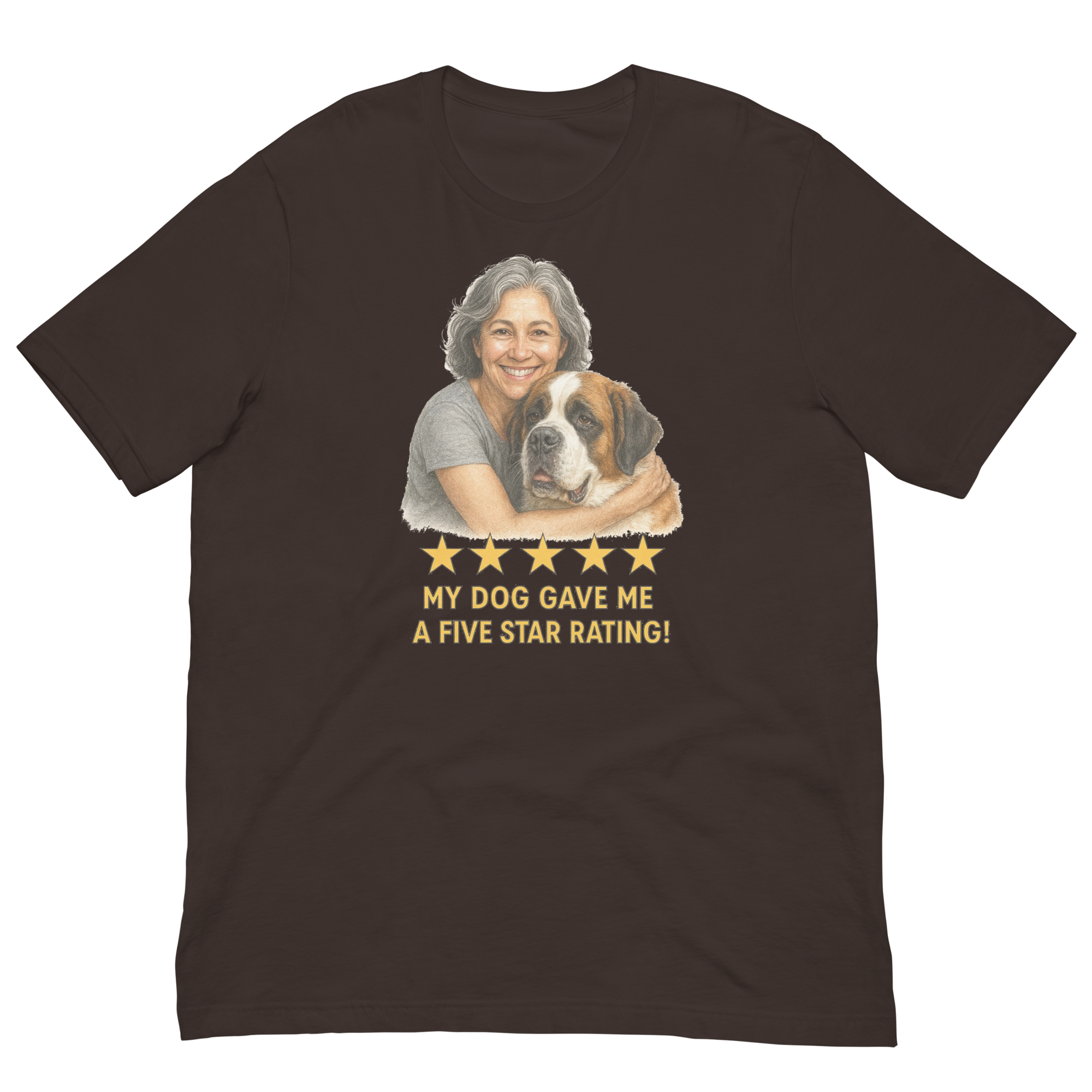 Salt & Pepper Woman with Saint Bernard graphic tee - brown