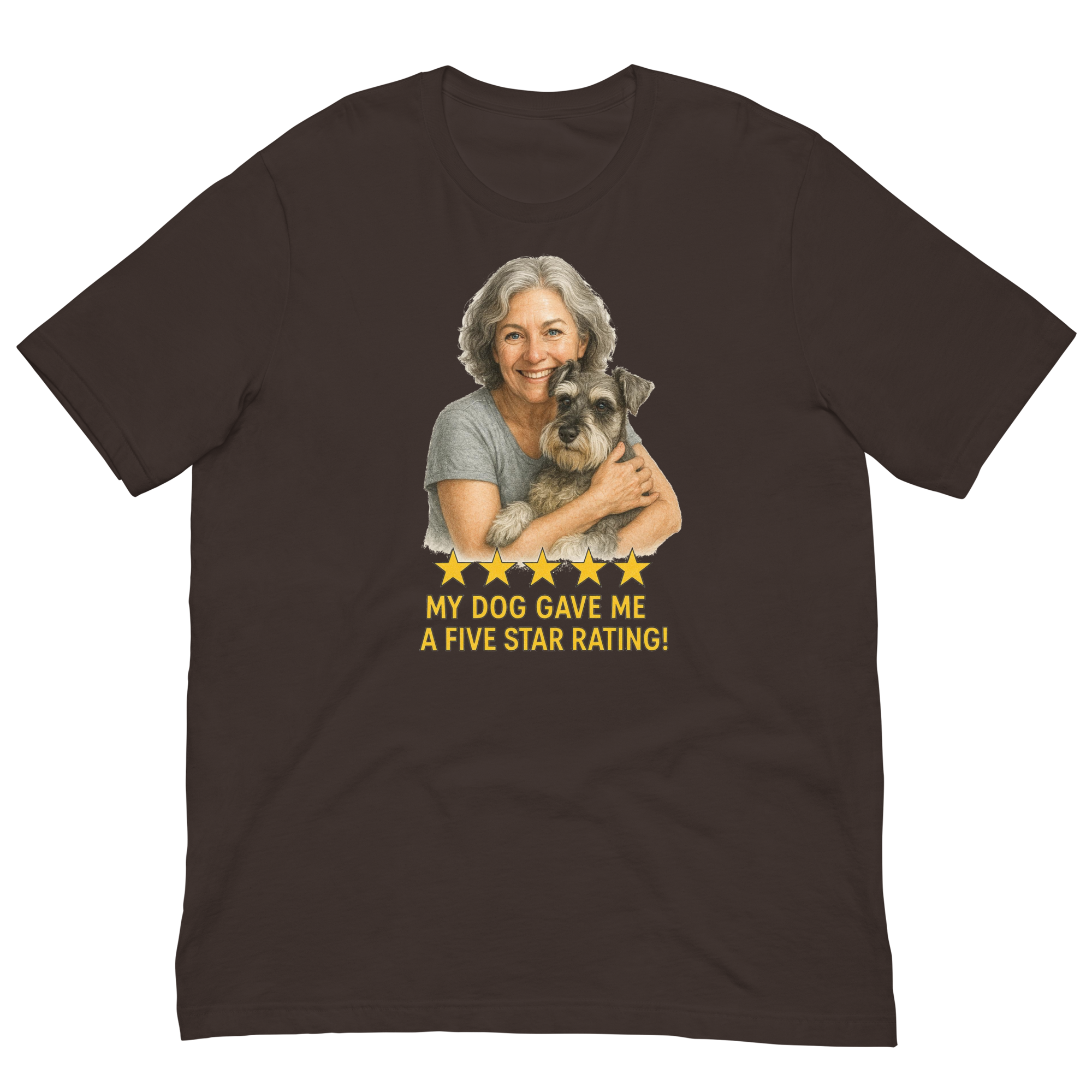 Salt & Pepper Woman with Schnauzer graphic tee - brown