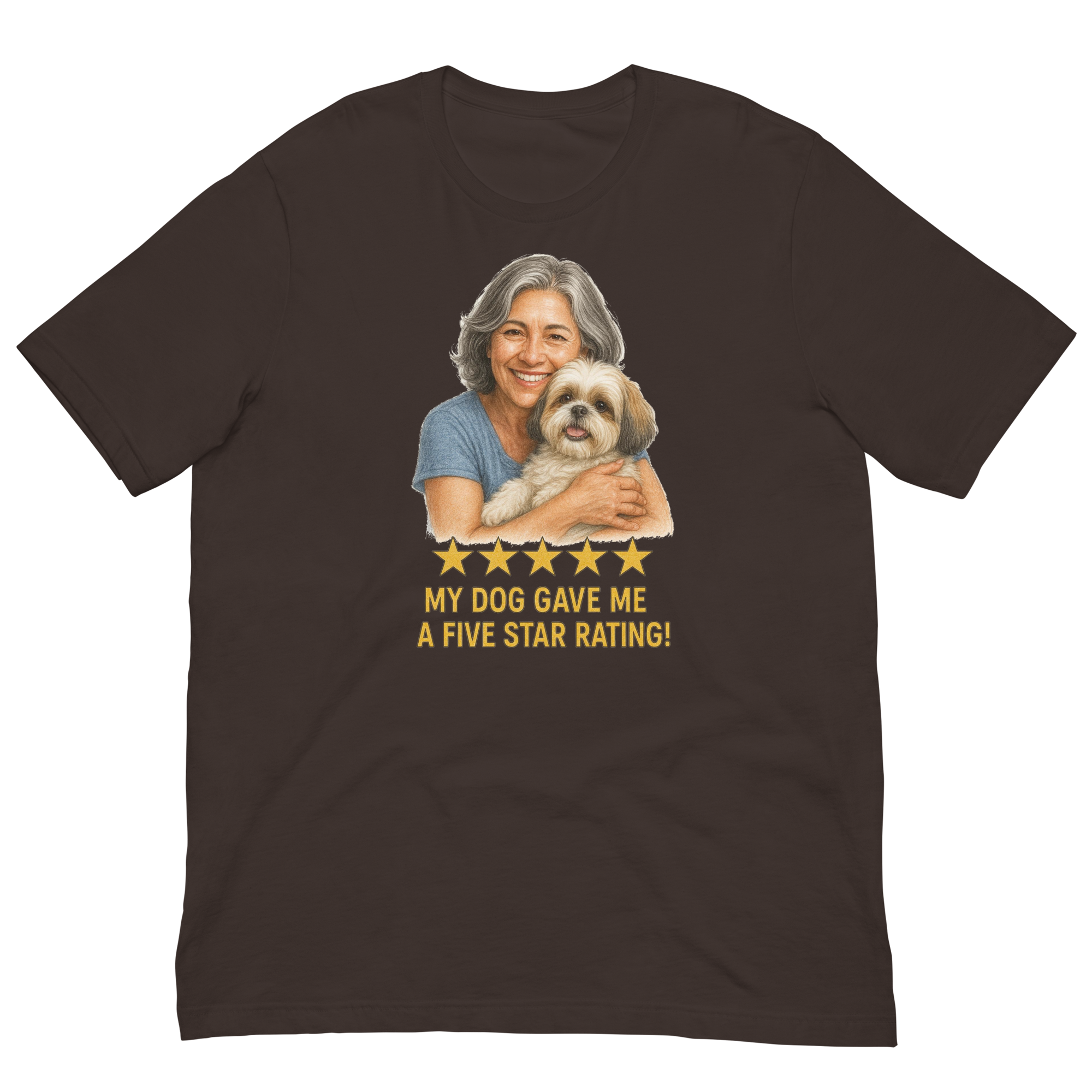 Salt & Pepper Woman with Shih Tzu graphic tee - brown