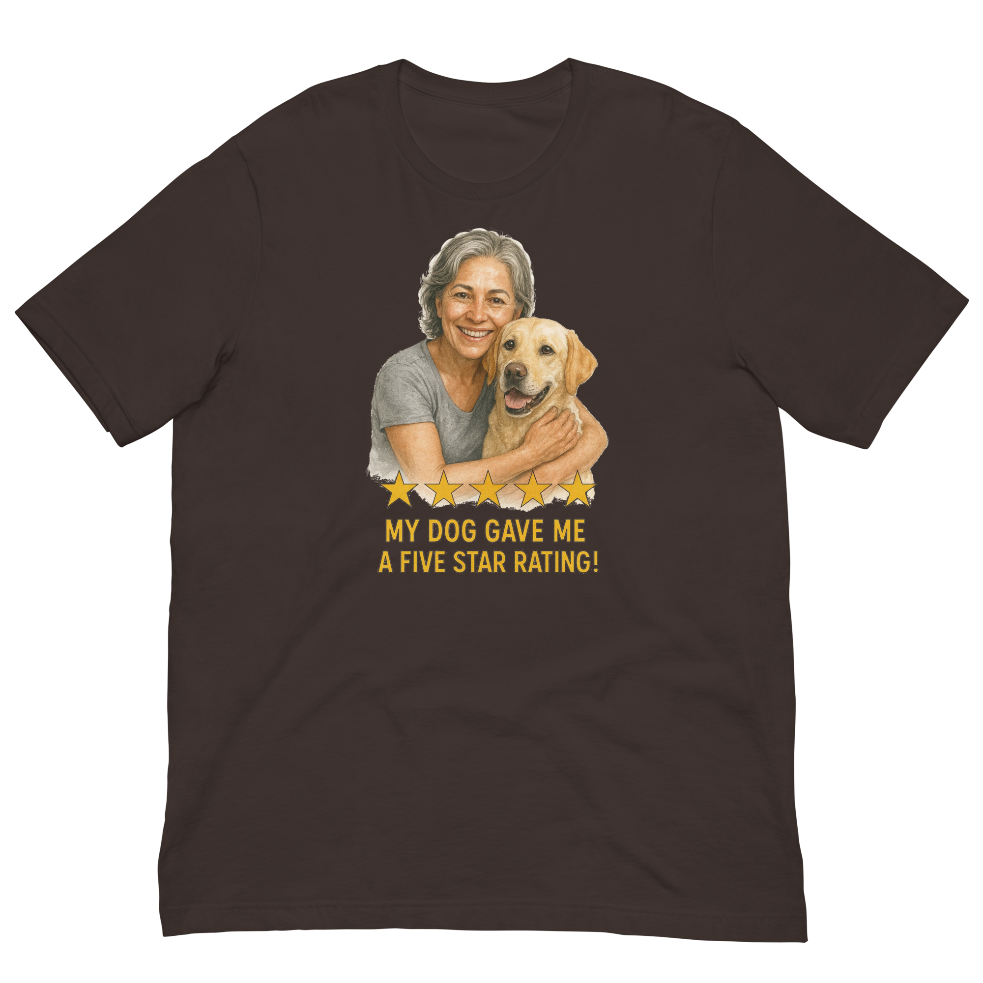 Salt & Pepper Woman with Yellow Labrador graphic tee - brown