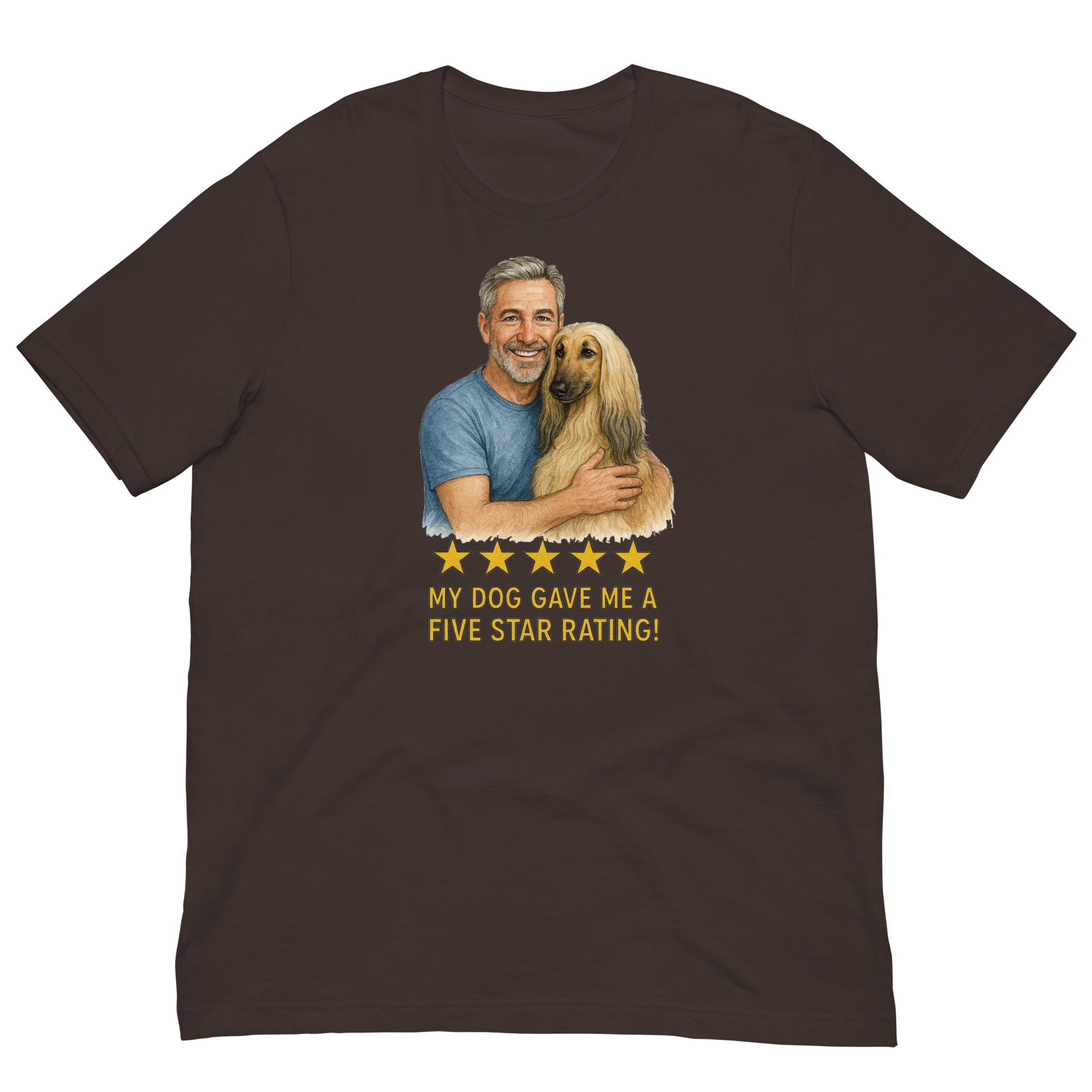 Salt & Pepper Man with Afghan Hound graphic tee.