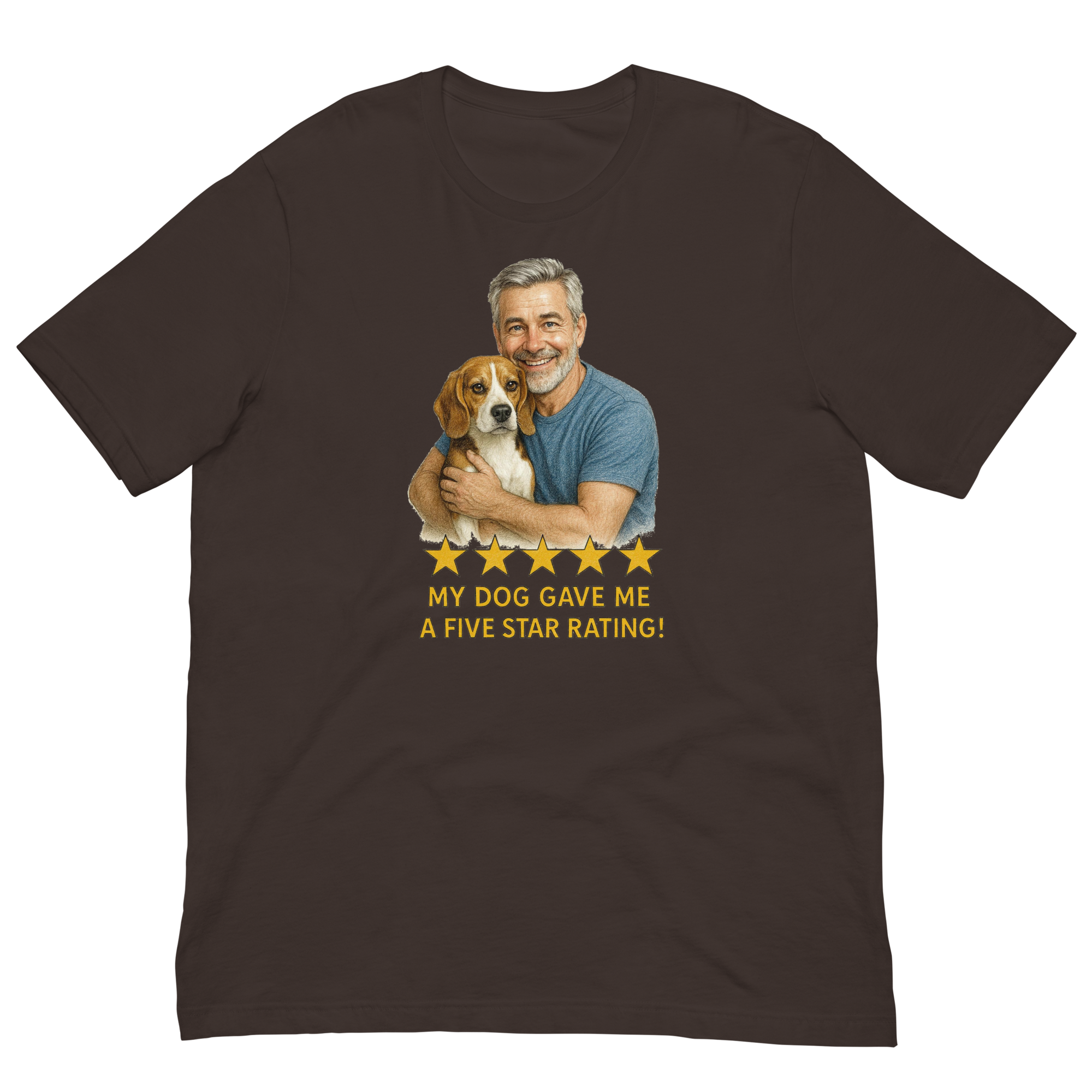 Salt & Pepper Man with Beagle graphic tee.