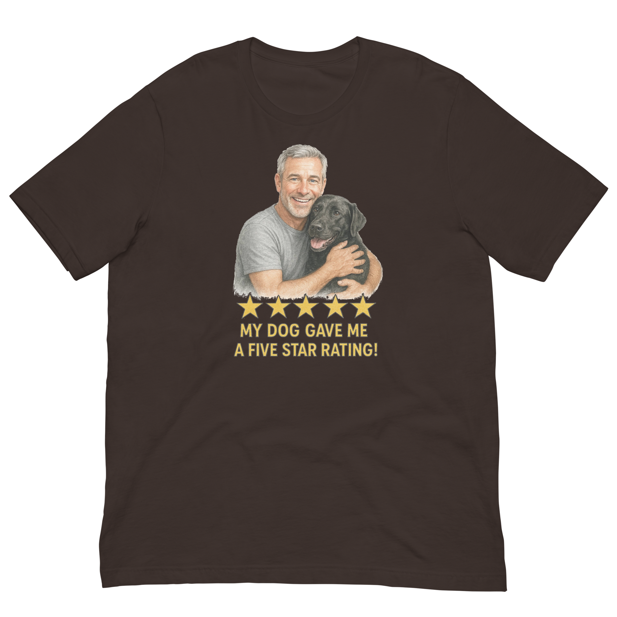 Salt & Pepper Man with Black Labrador graphic tee.
