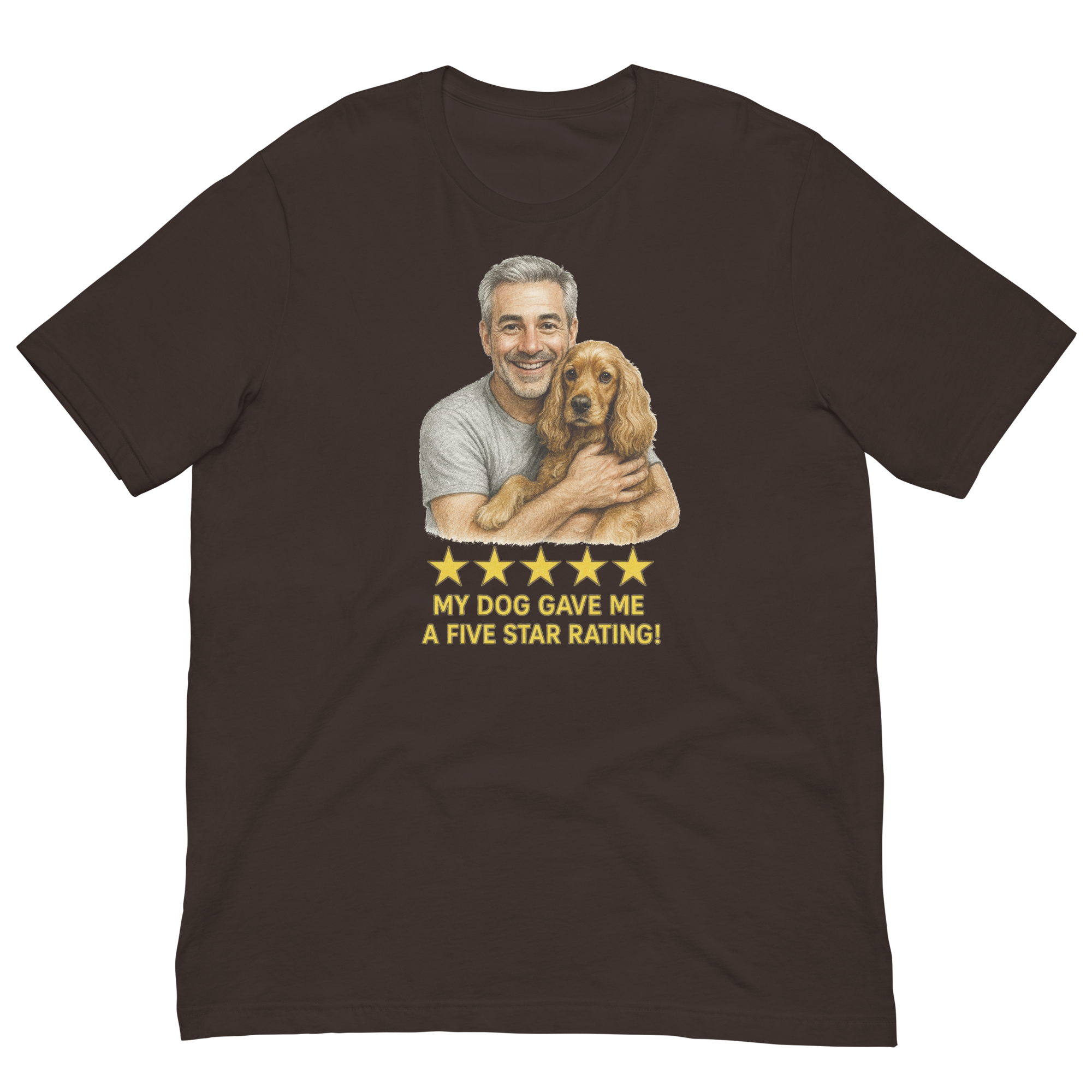 Salt & Pepper Man with Cocker Spaniel graphic tee.