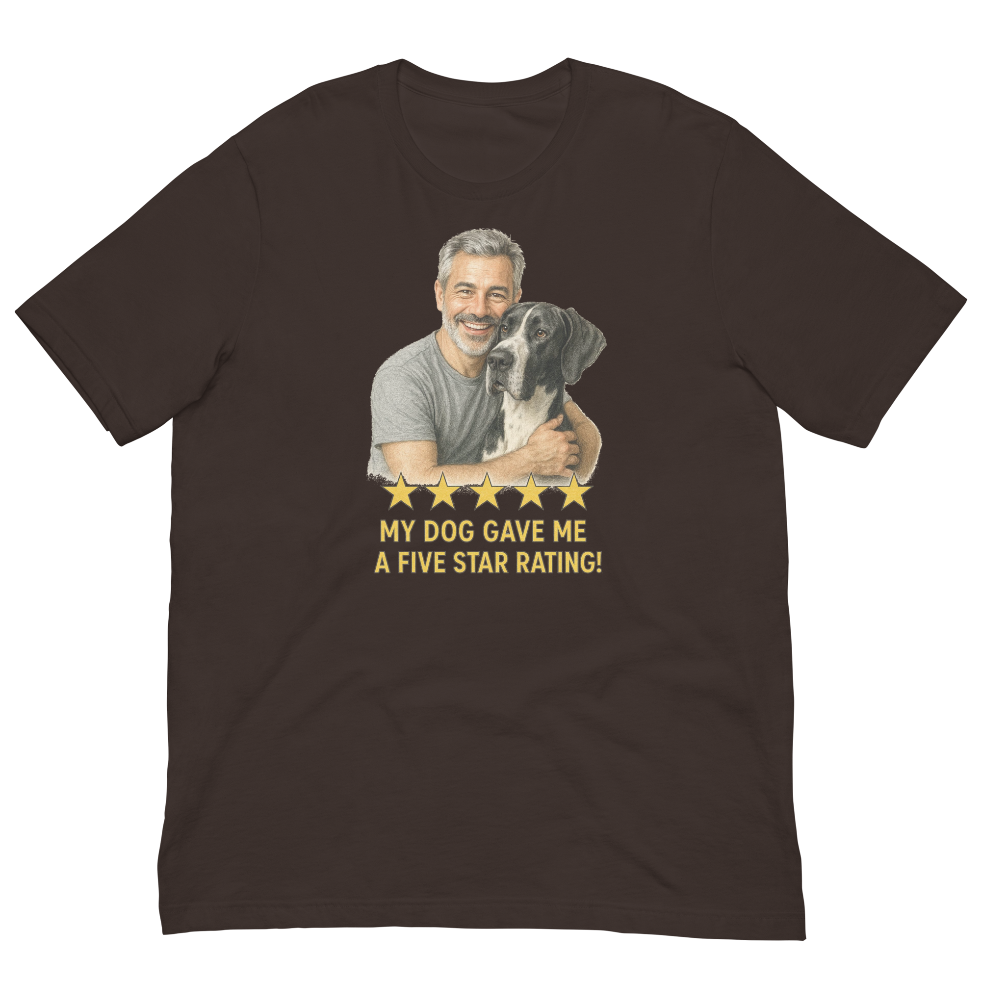 Salt & Pepper Man with Great Dane graphic tee.
