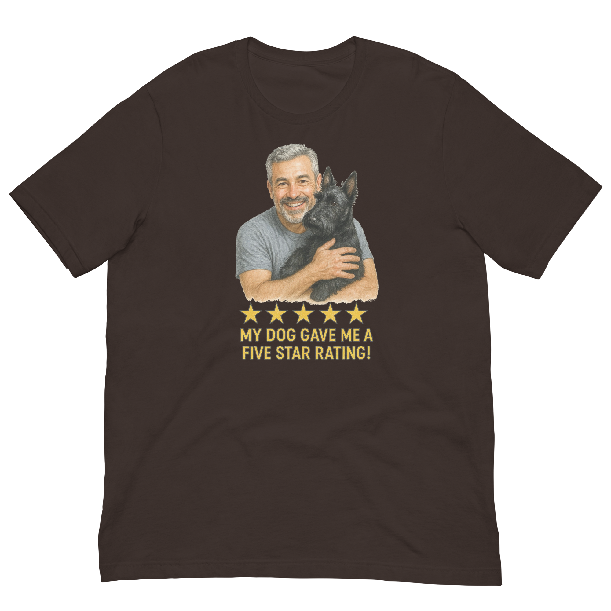 Salt & Pepper Man with Scottie graphic tee.