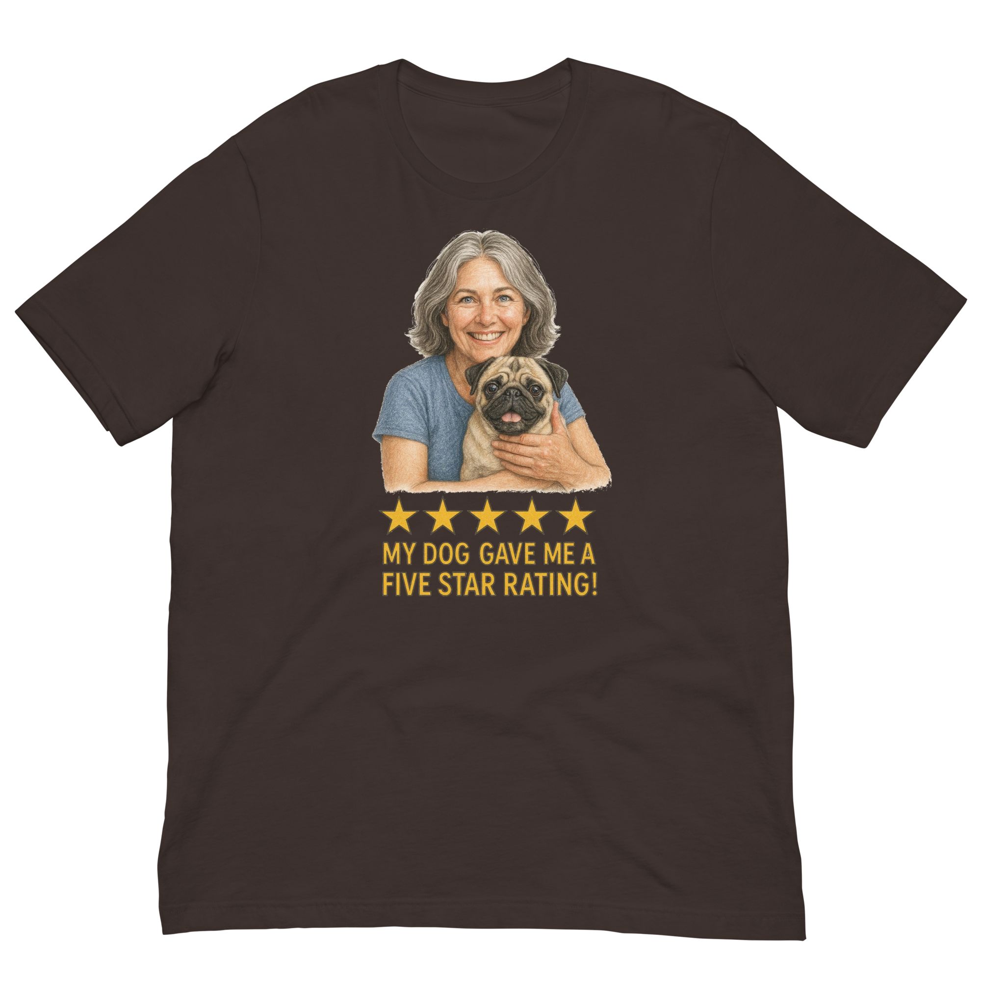 Salt & Pepper Woman with Pug graphic tee - brown