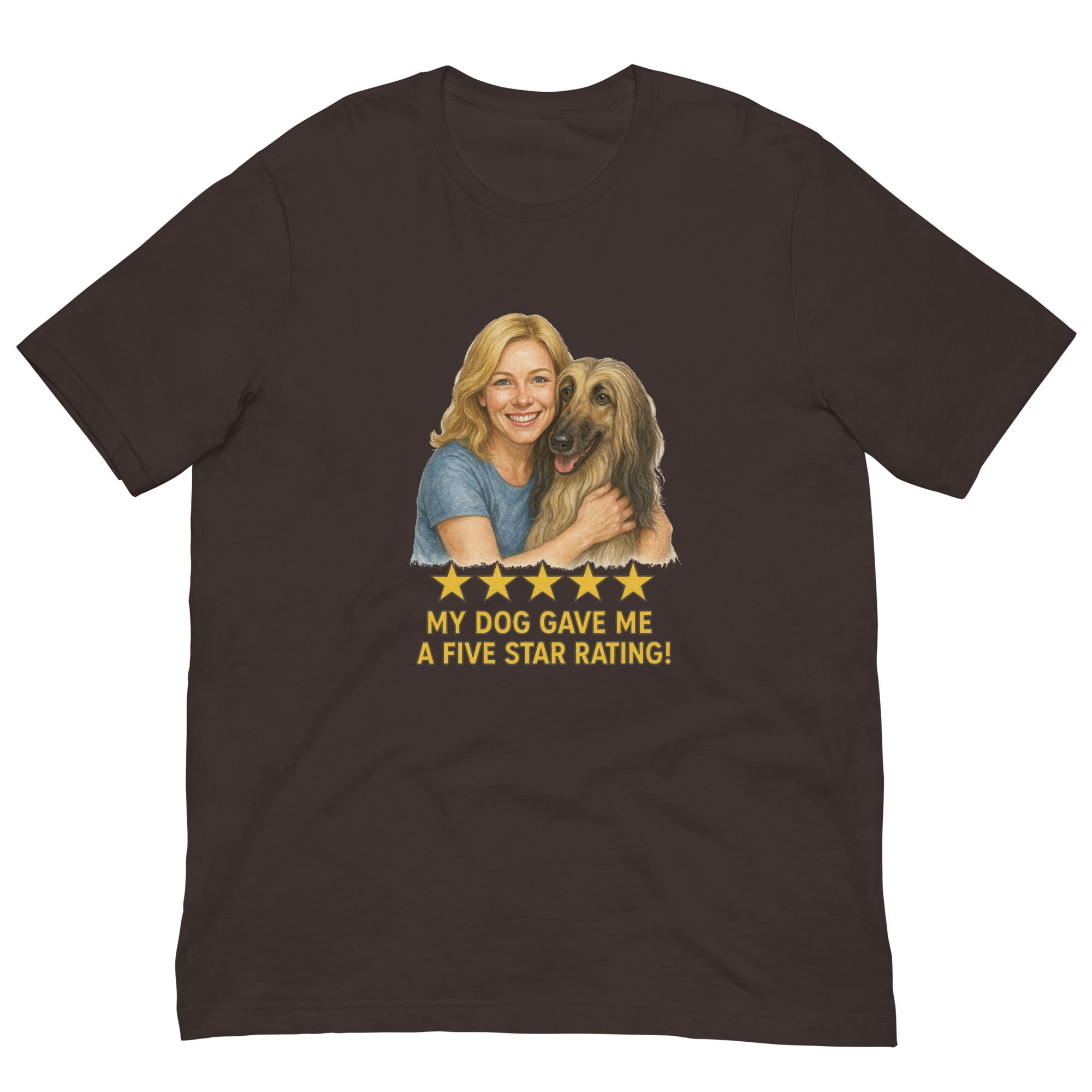 Blonde Woman with Afghan Hound graphic tee - brown