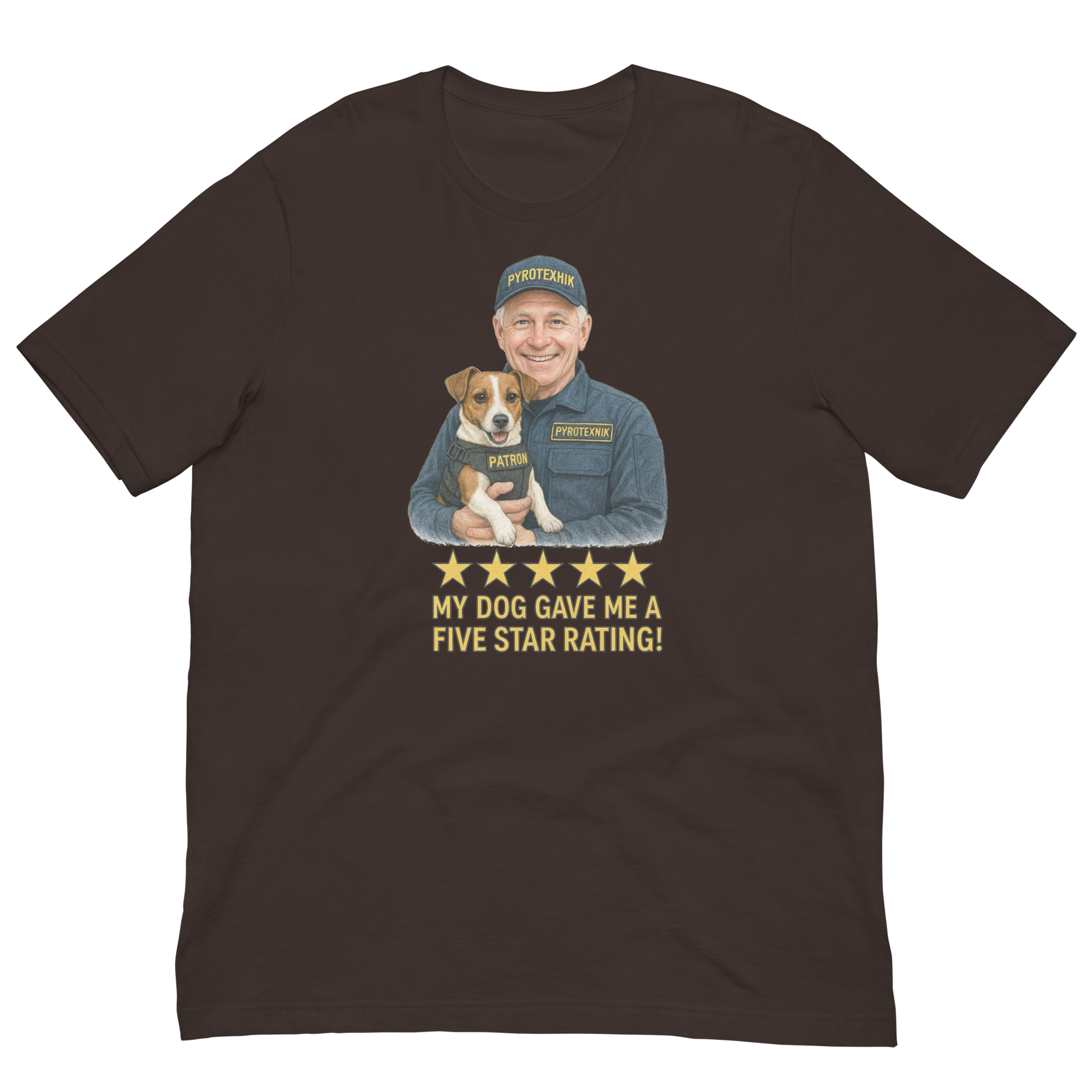 White Hair Man with Patron graphic tee.