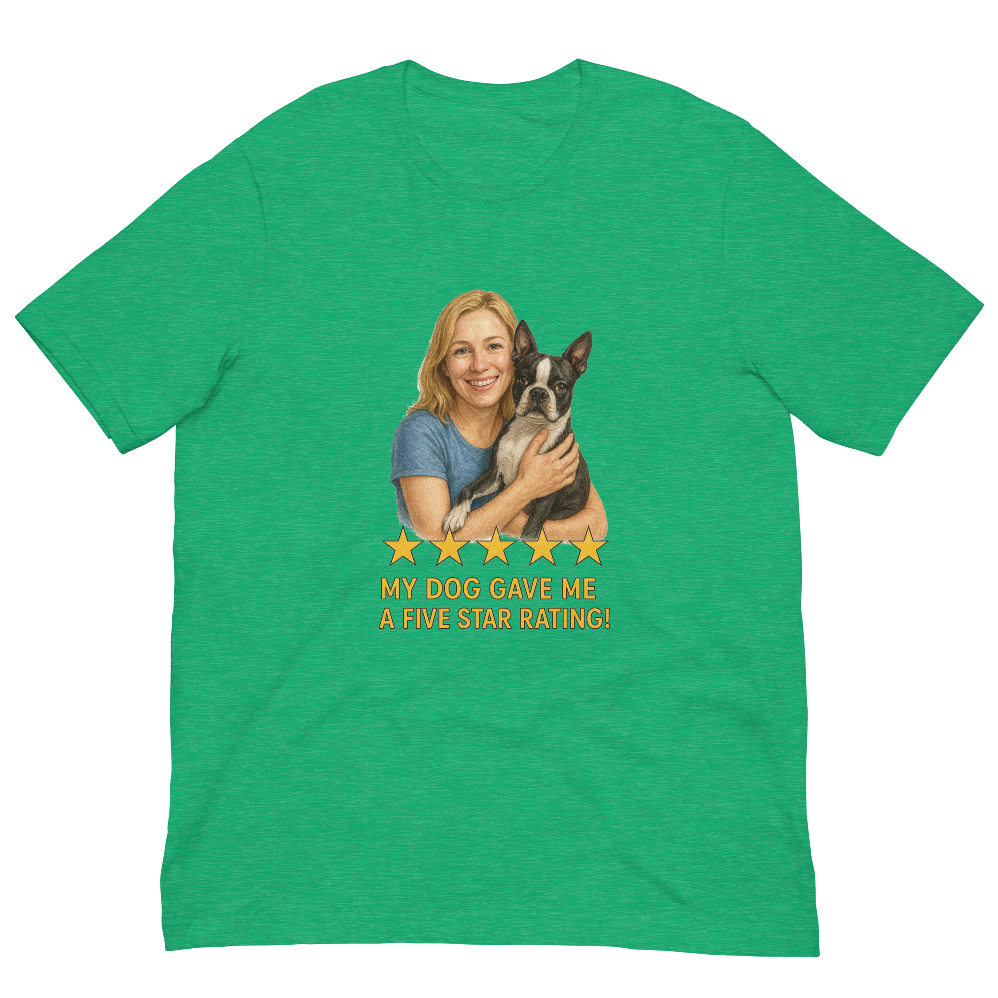 Blonde Woman with Boston Terrier graphic tee - heather kelly