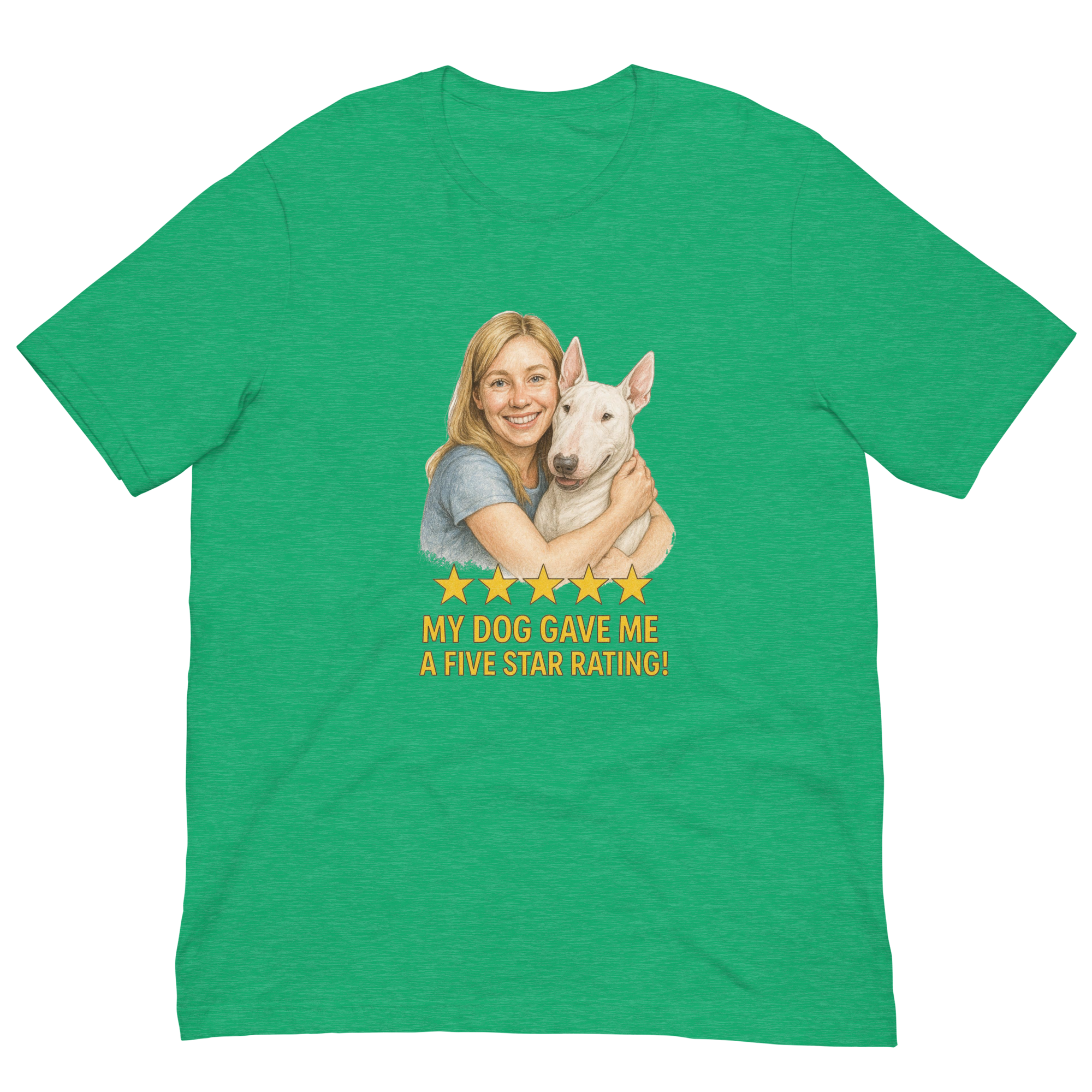 Blonde Woman with Bull Terrier graphic tee - heather kelly