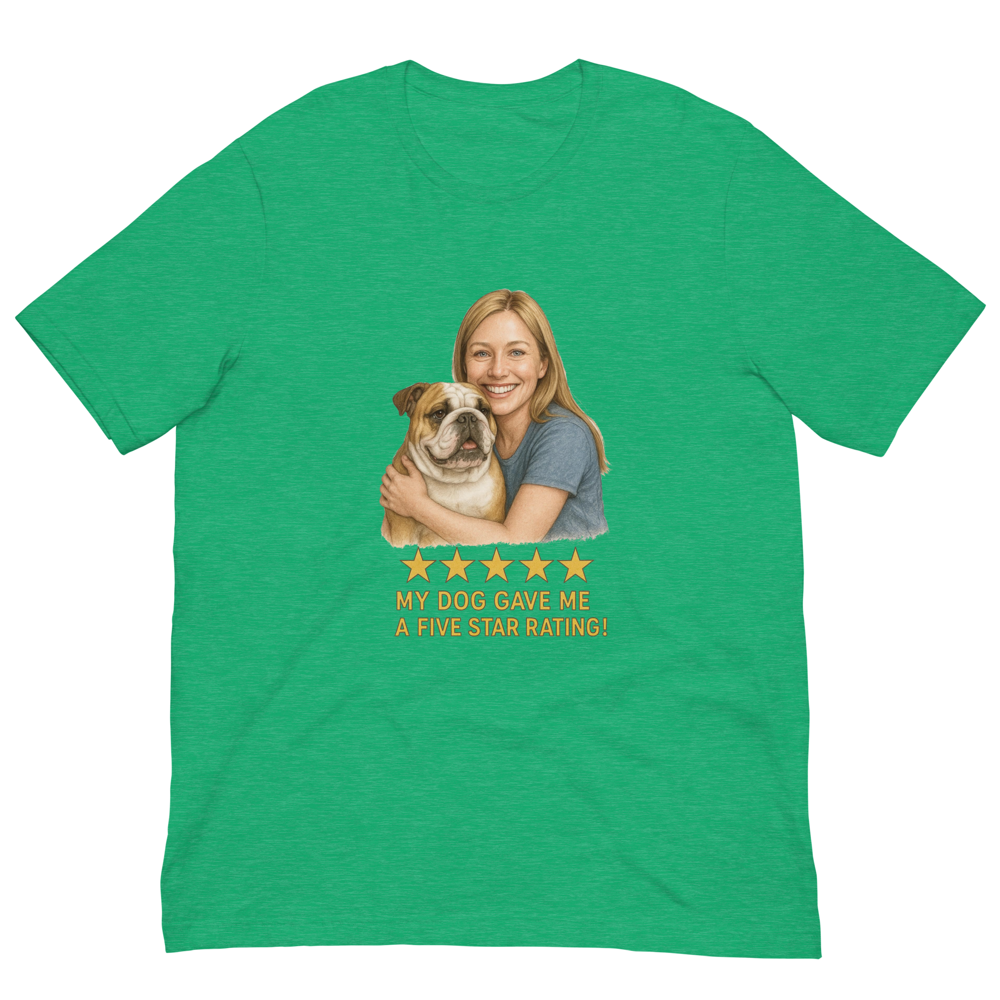Blonde Woman with Bulldog graphic tee - heather kelly