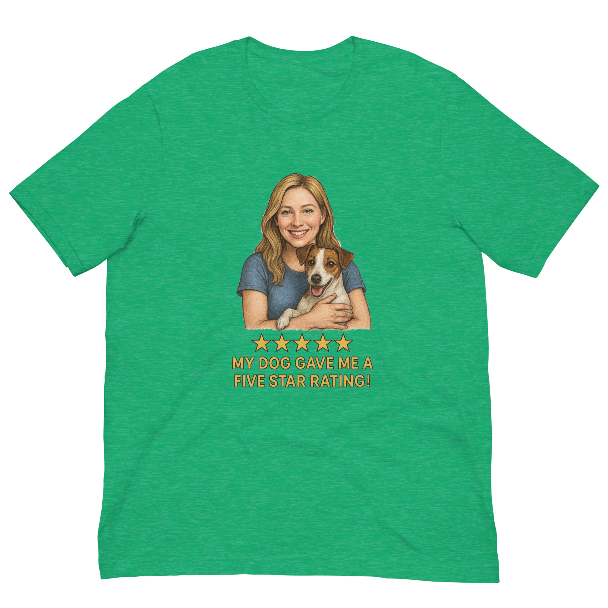 Blonde Woman with Jack Russell Terrier graphic tee - heather kelly