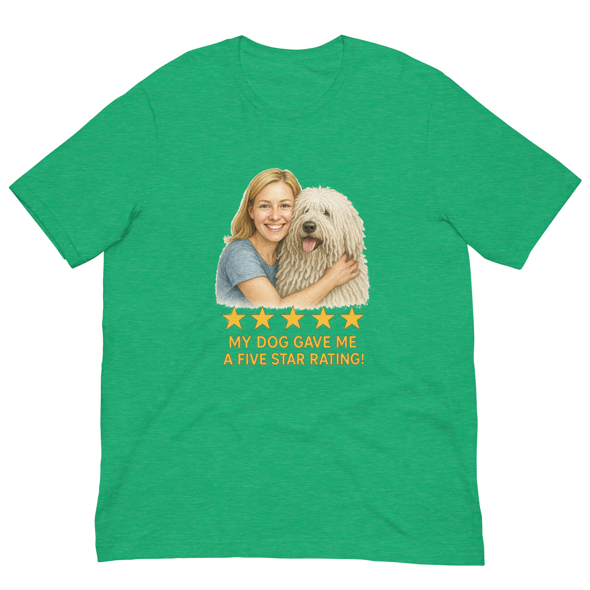 Blonde Woman with Komondor graphic tee - heather kelly