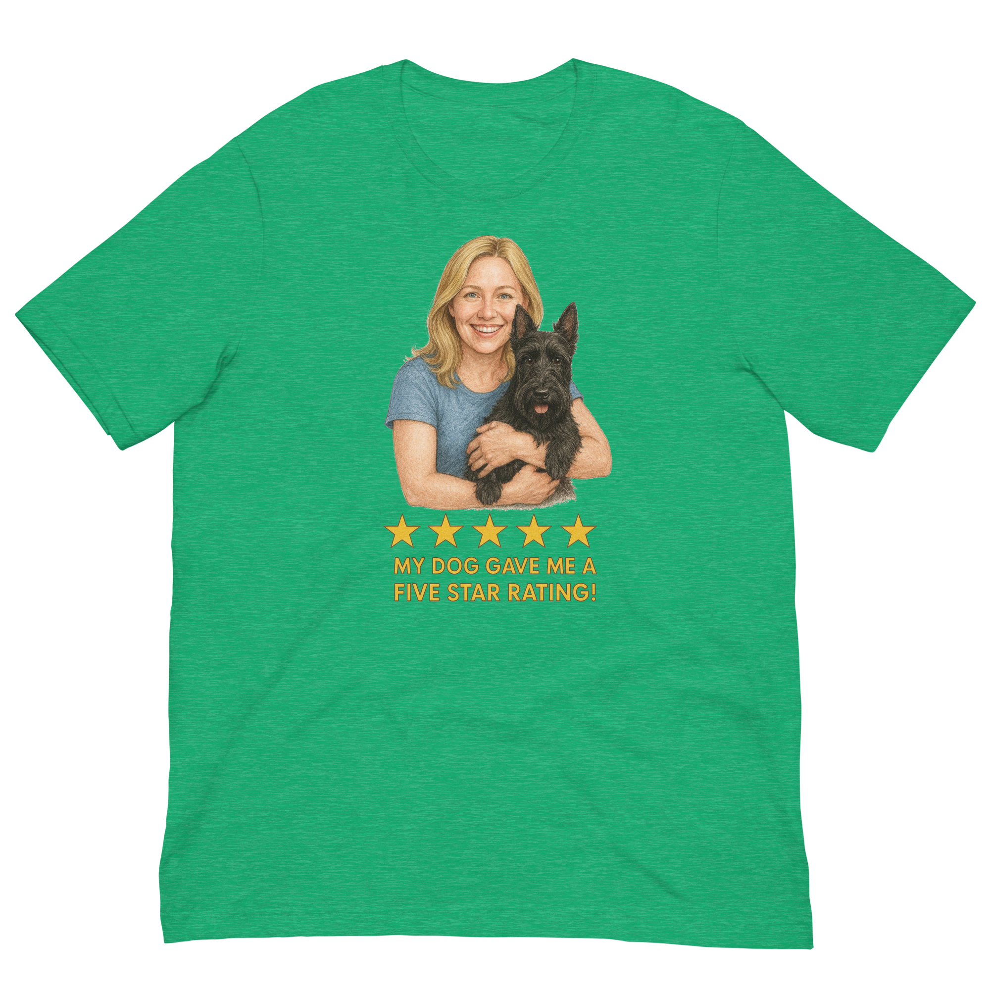 Blonde Woman with Scottie graphic tee - heather kelly