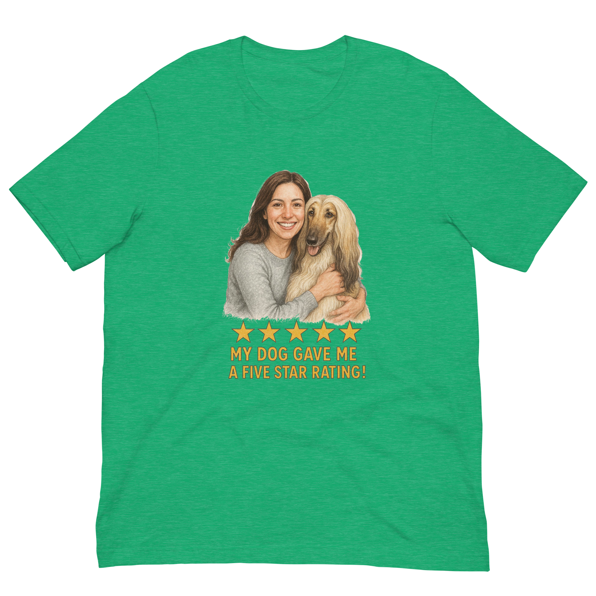Brunette Woman with Afghan Hound graphic tee - heather kelly