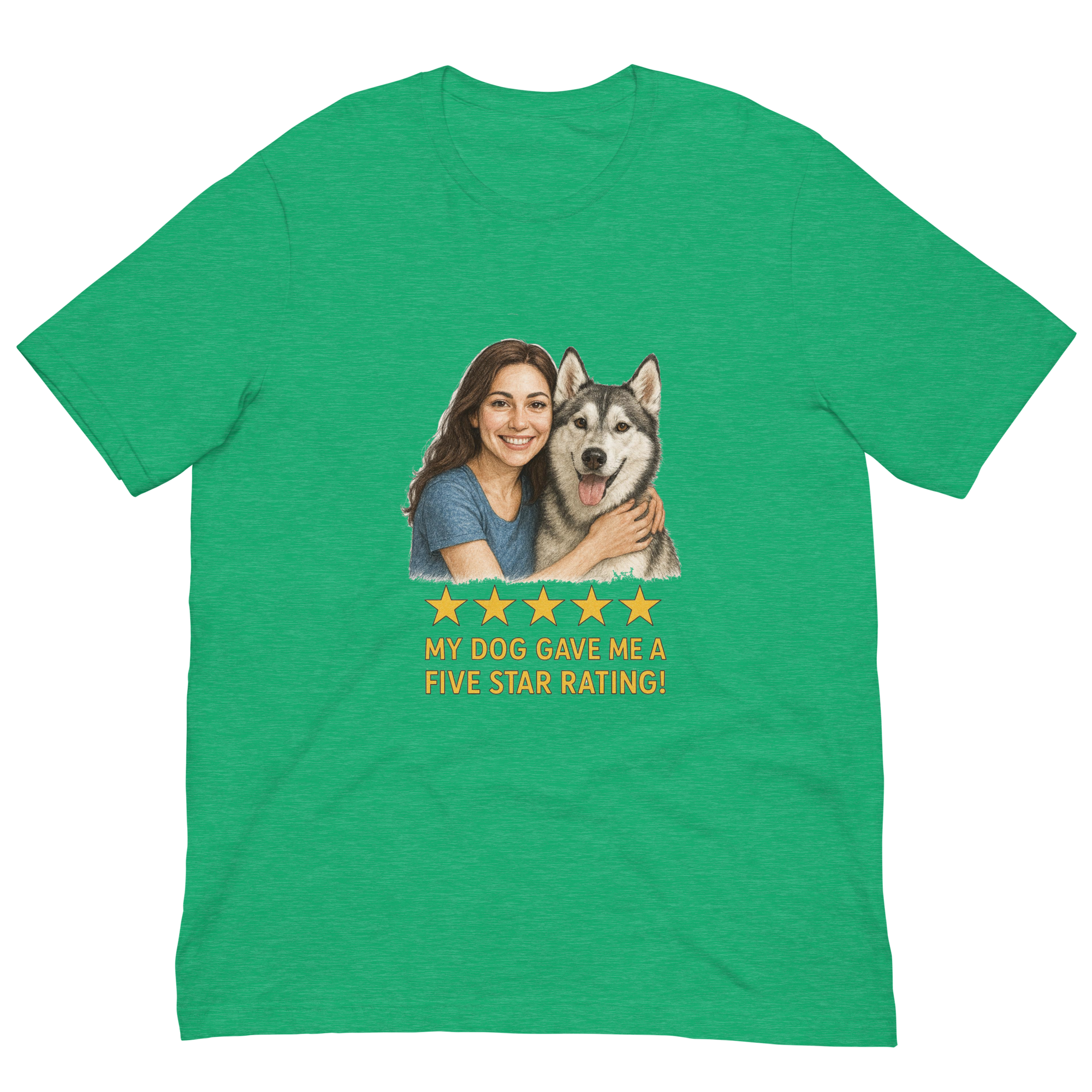 Brunette Woman with Alaskan Husky graphic tee - heather kelly