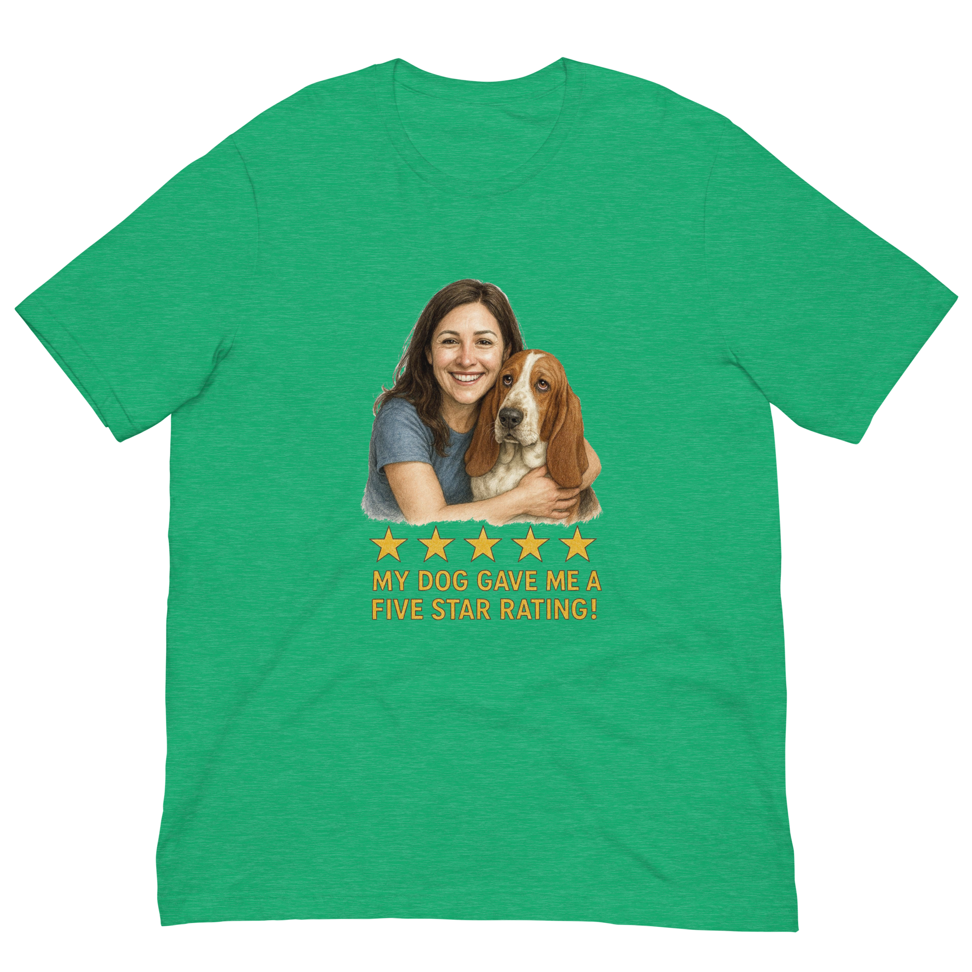 Brunette Woman with Basset Hound graphic tee - heather kelly