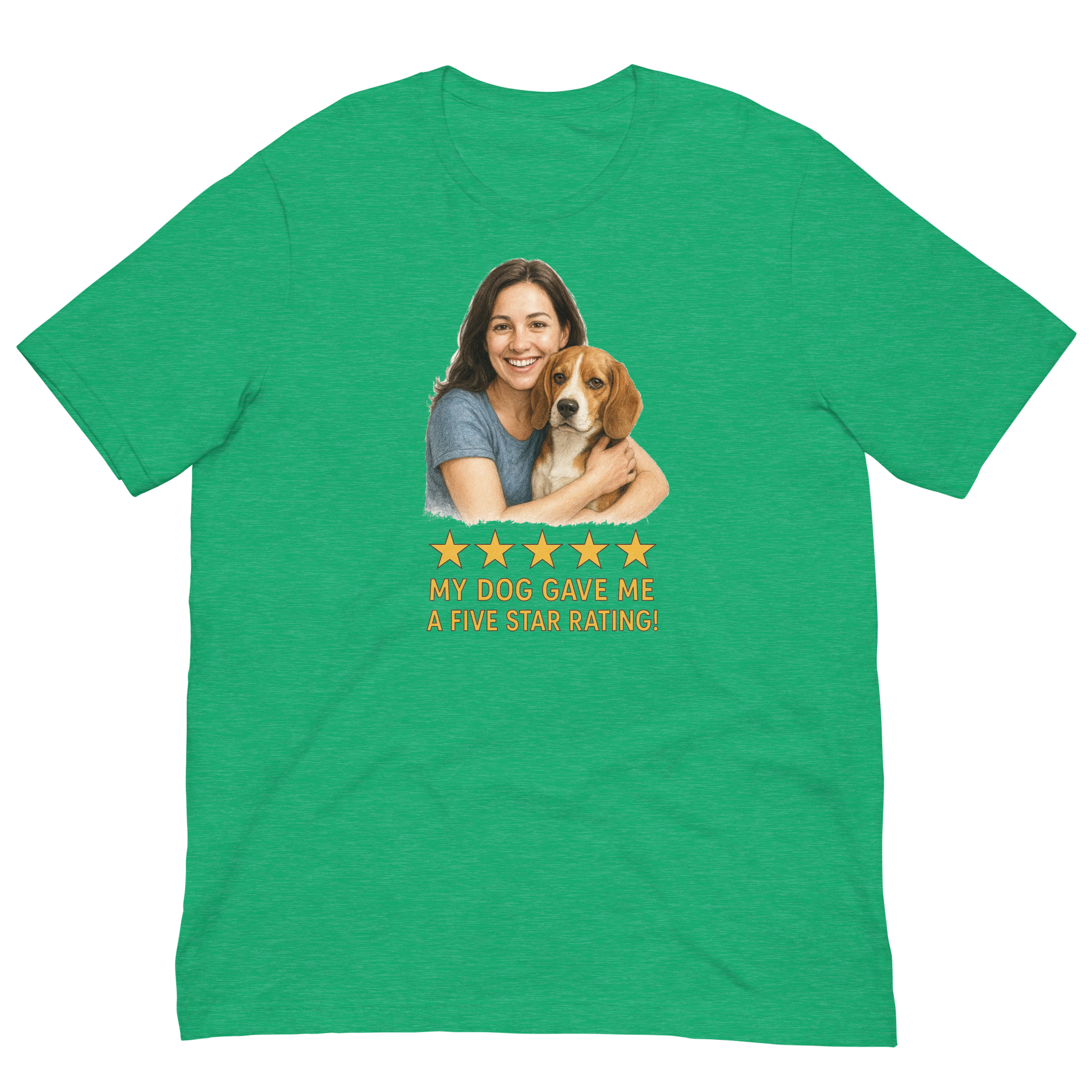 Brunette Woman with Beagle graphic tee - heather kelly