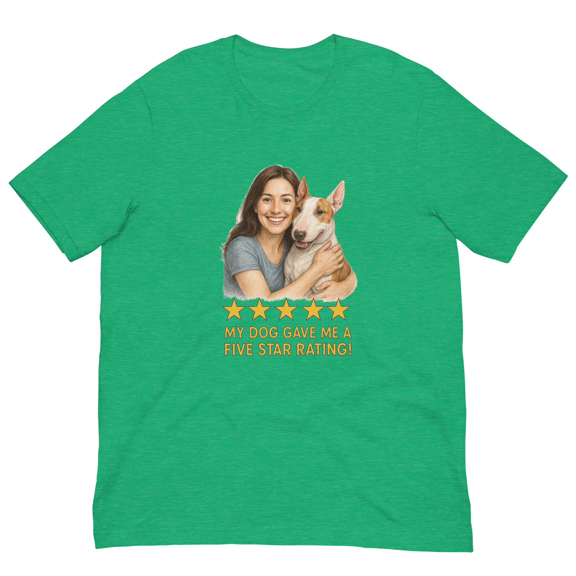 Brunette Woman with Bull Terrier graphic tee - heather kelly