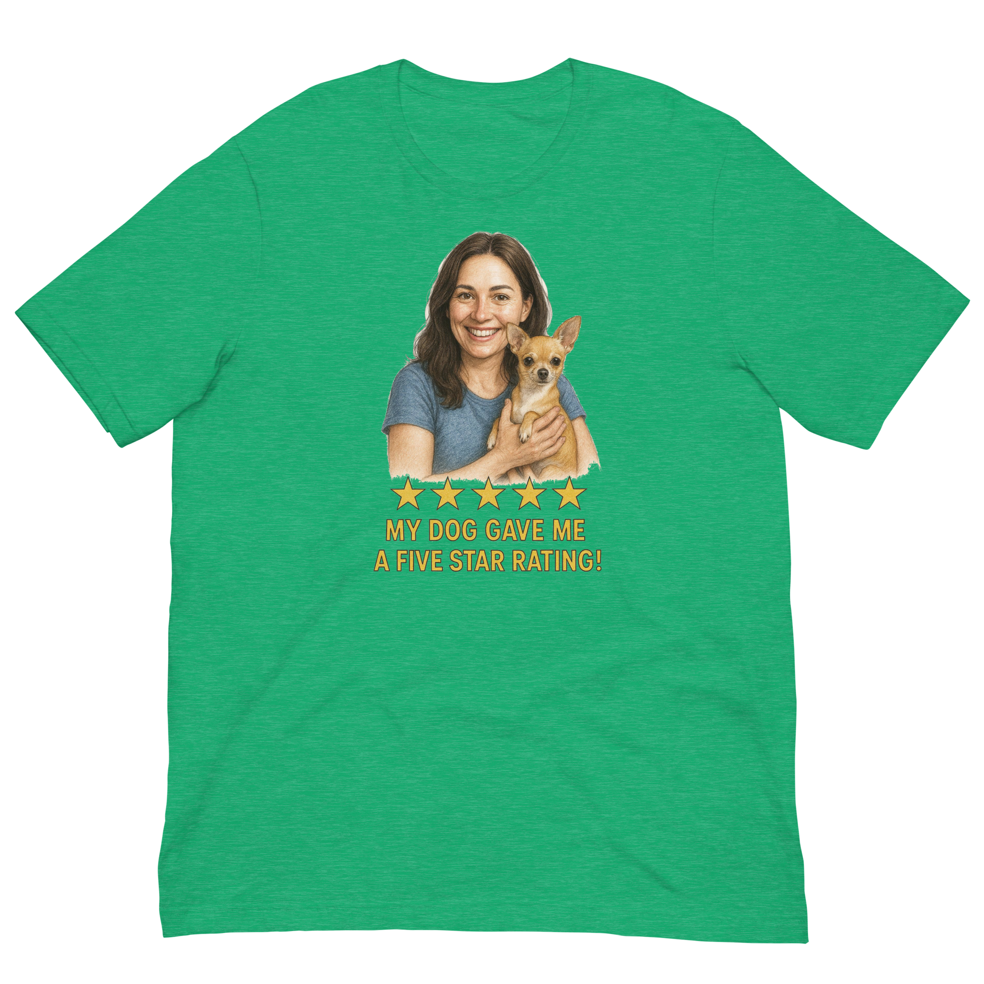 Brunette Woman with Chihuahua graphic tee - heather kelly