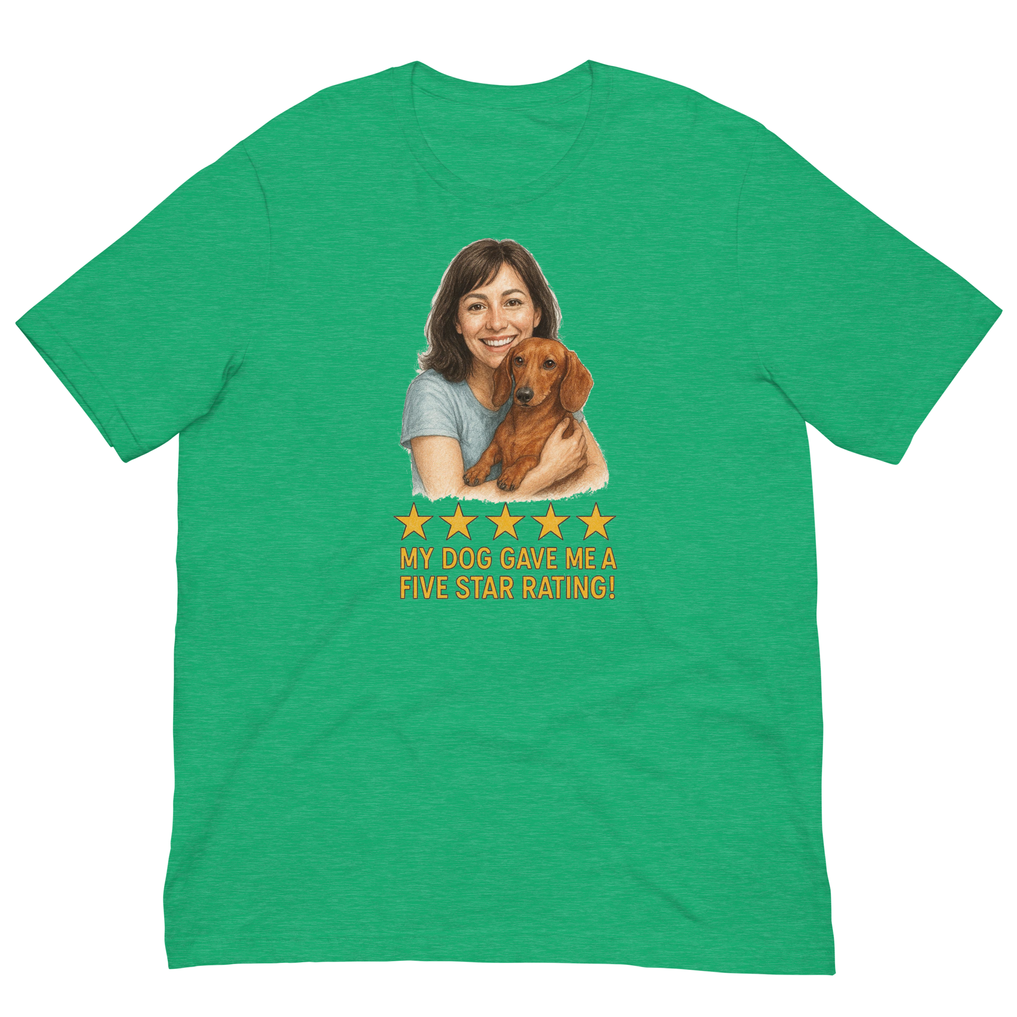 Brunette Woman with Dachshund graphic tee - heather kelly