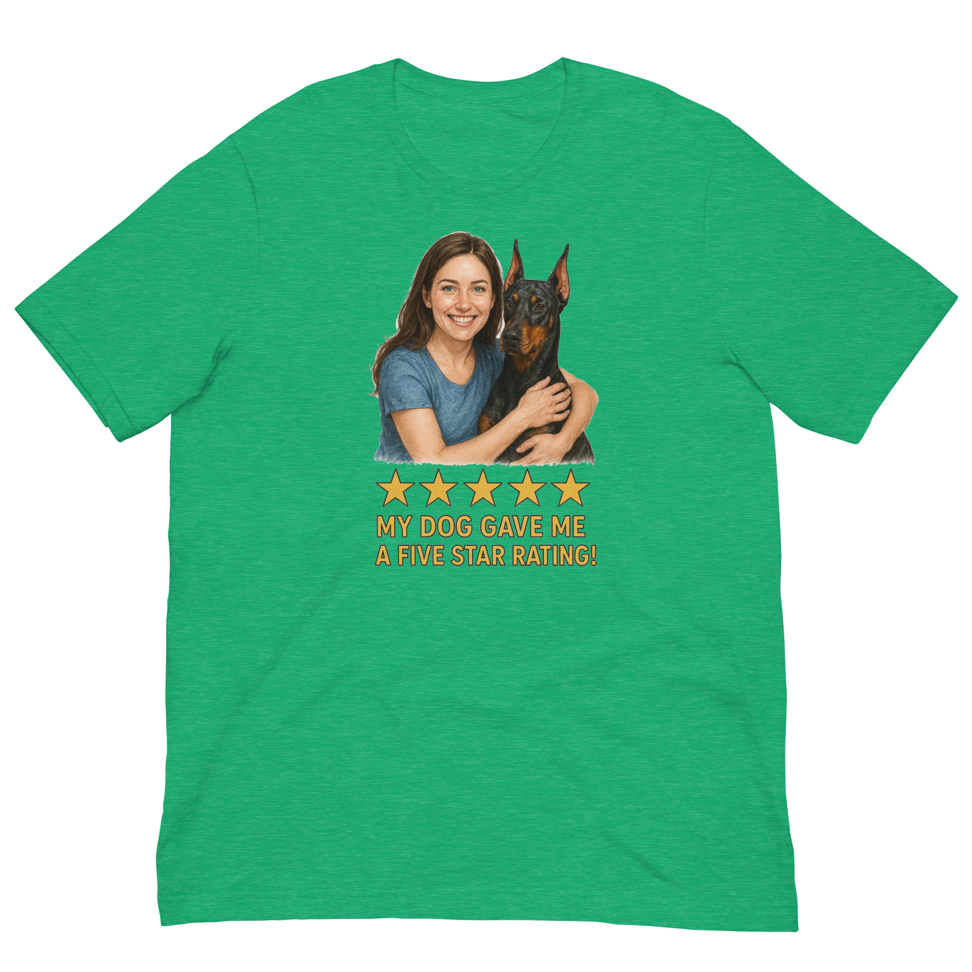 Brunette Woman with Doberman Pinscher graphic tee - heather kelly