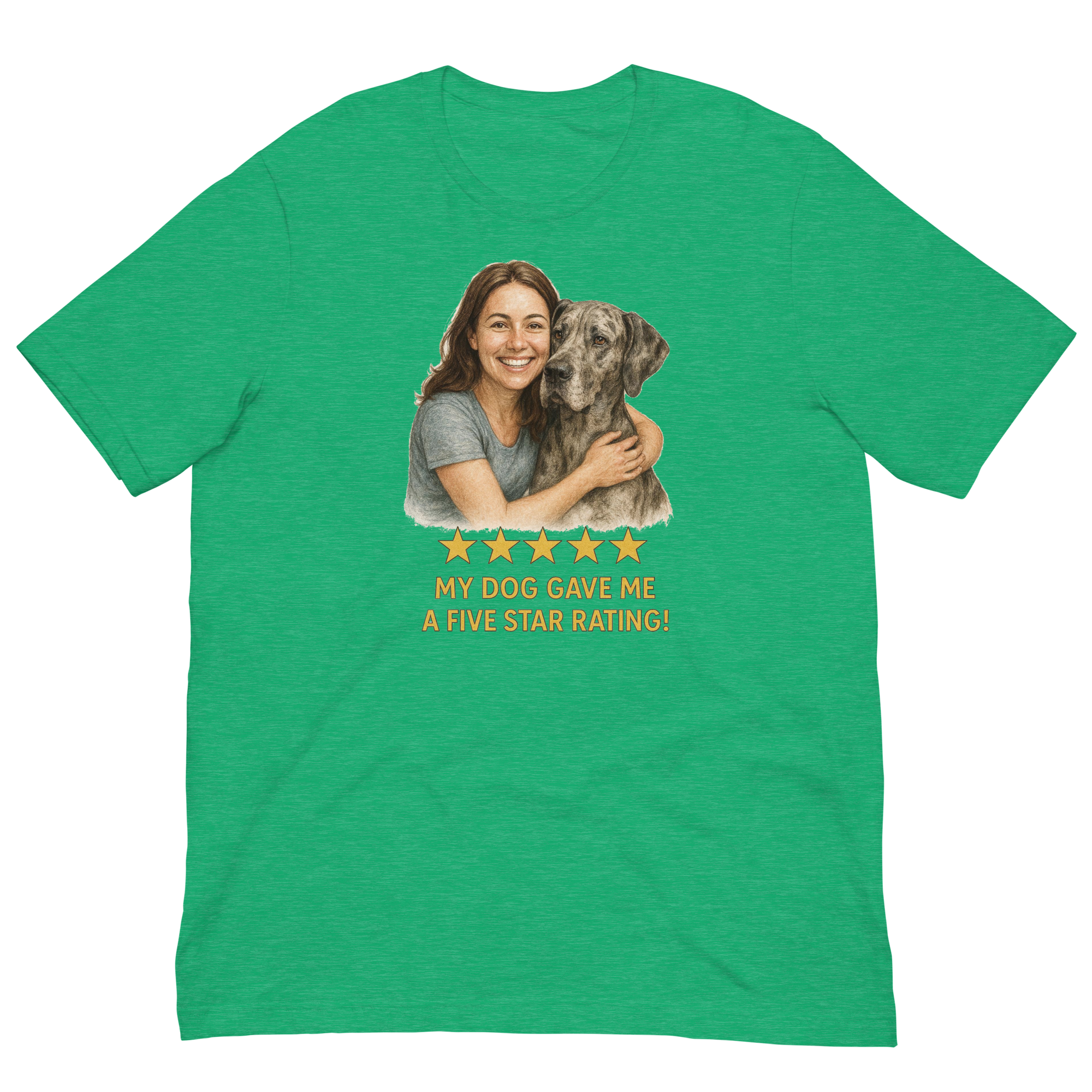Brunette Woman with Great Dane graphic tee - heather kelly