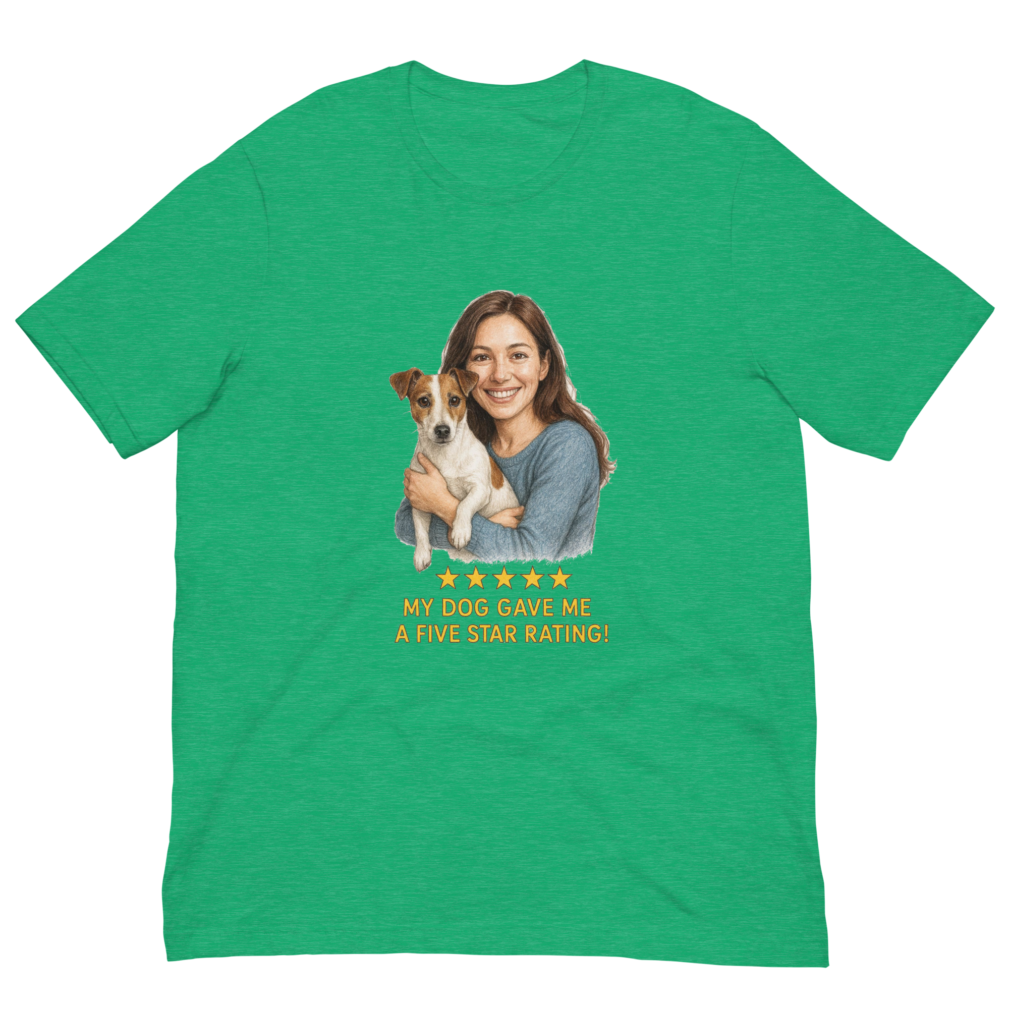 Brunette Woman with Jack Russell Terrier graphic tee - heather kelly