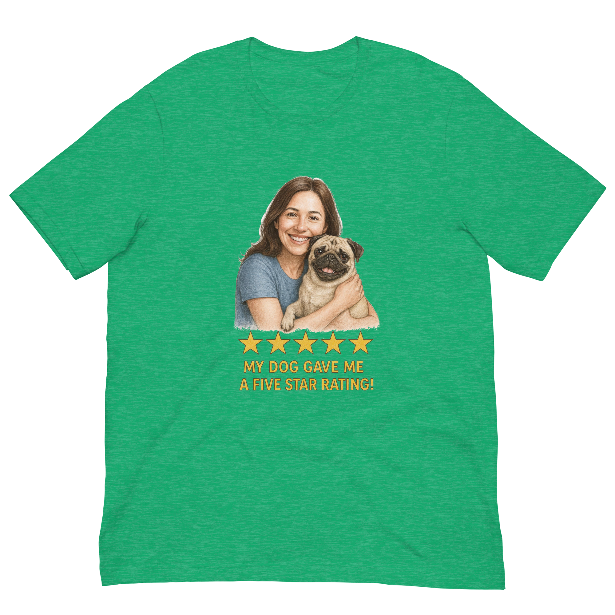 Brunette Woman with Pug graphic tee - heather kelly