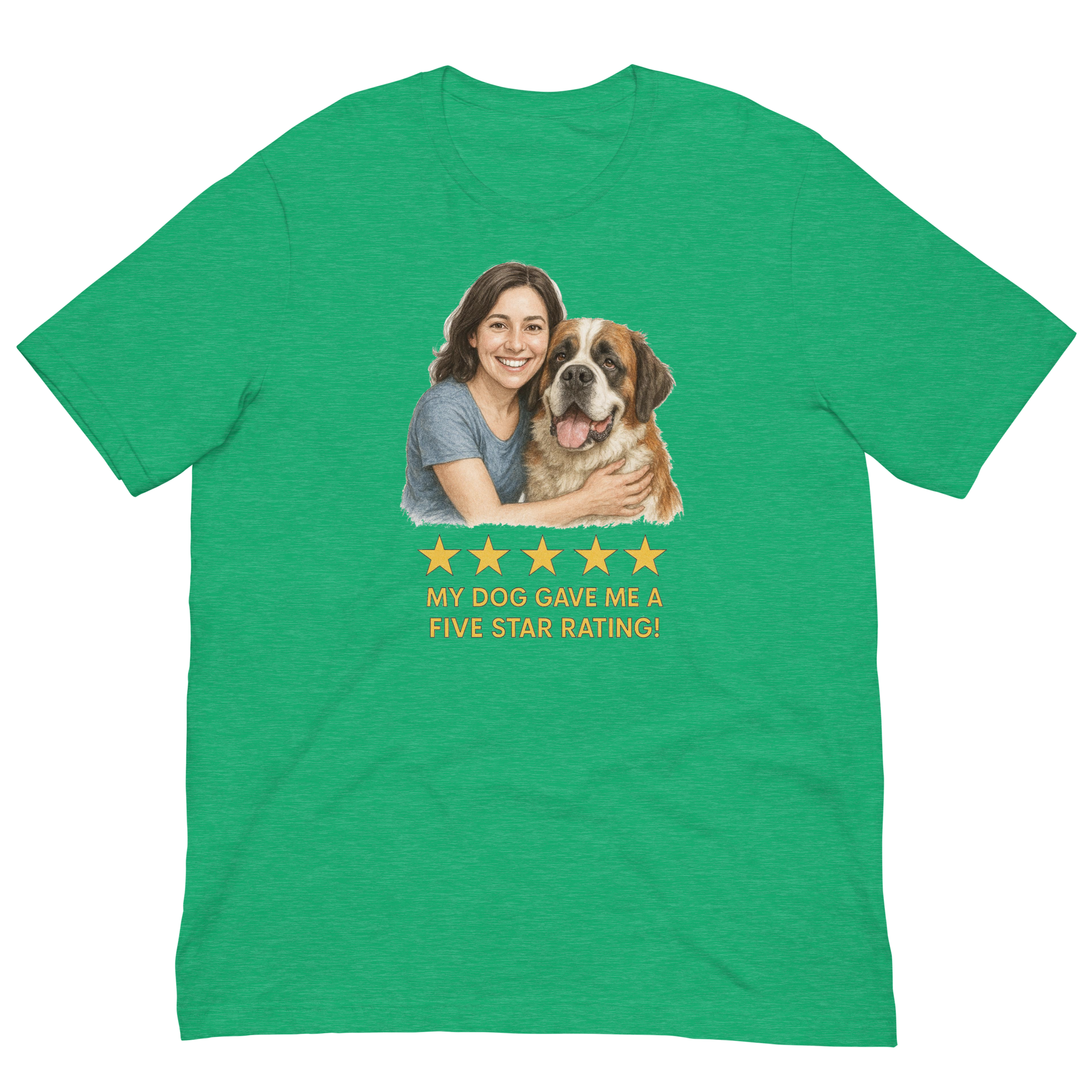 Brunette Woman with Saint Bernard graphic tee - heather kelly