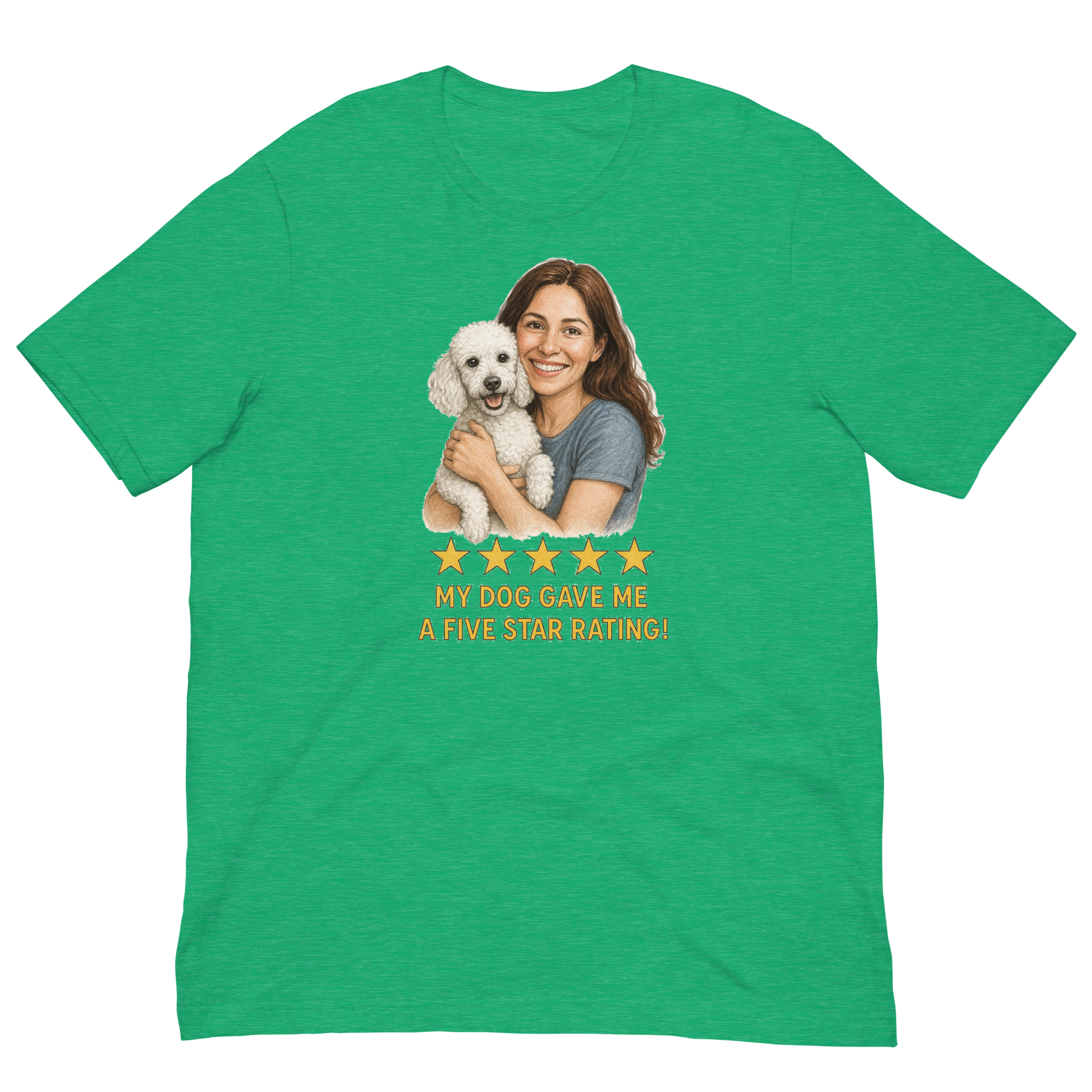 Brunette Woman with White Poodle graphic tee - heather kelly