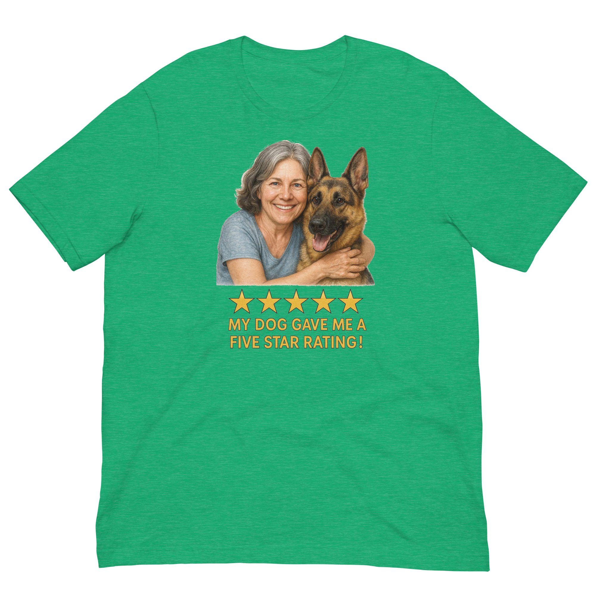 Salt & Pepper Woman with German Shepherd graphic tee - heather kelly