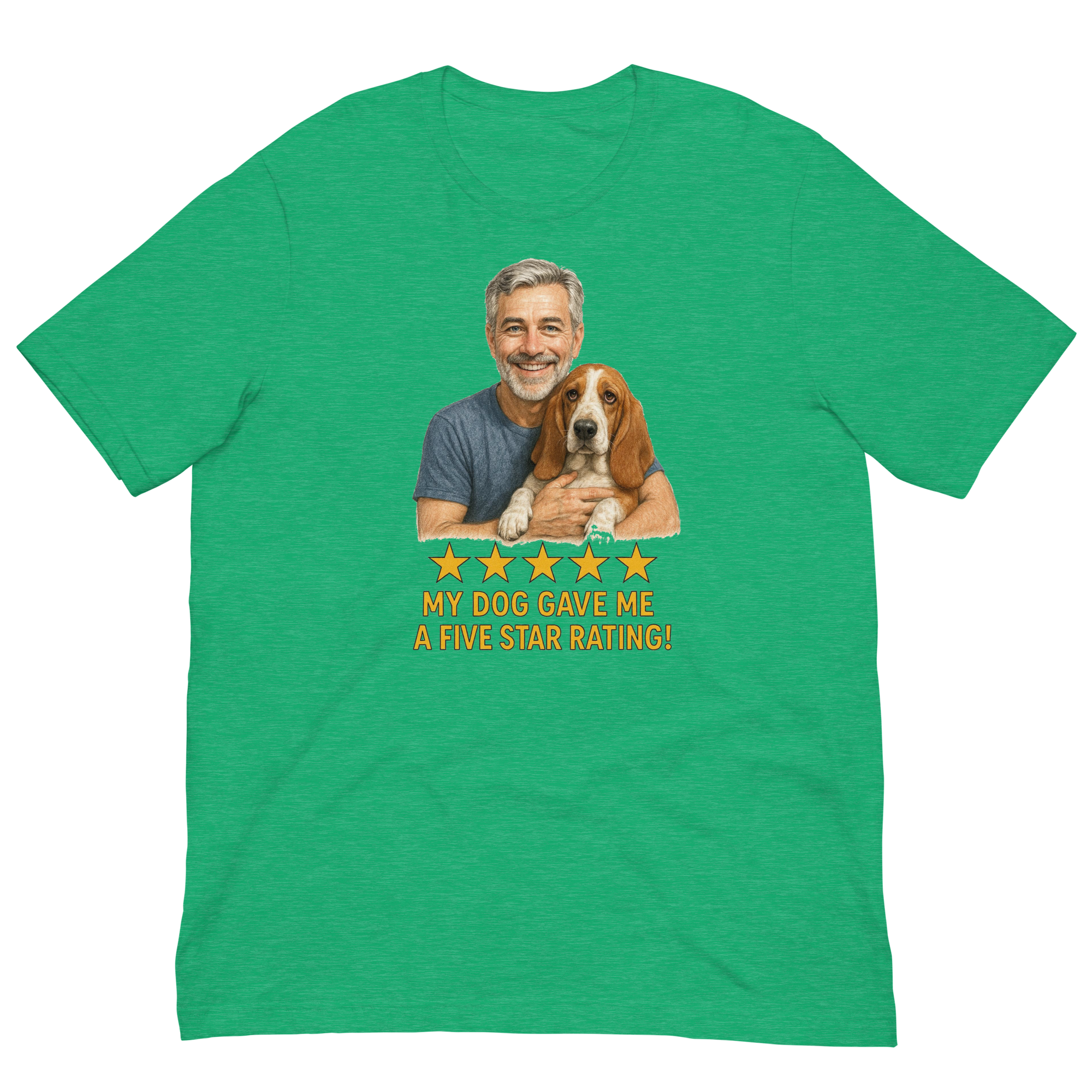 Salt & Pepper Man with Basset Hound graphic tee.