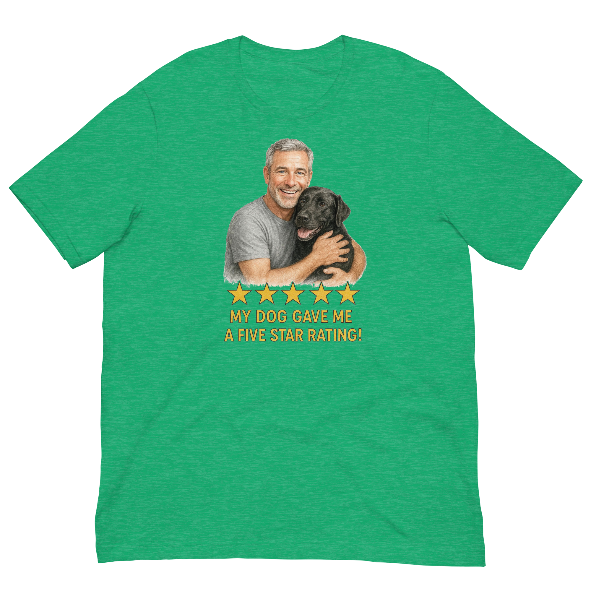 Salt & Pepper Man with Black Labrador graphic tee.