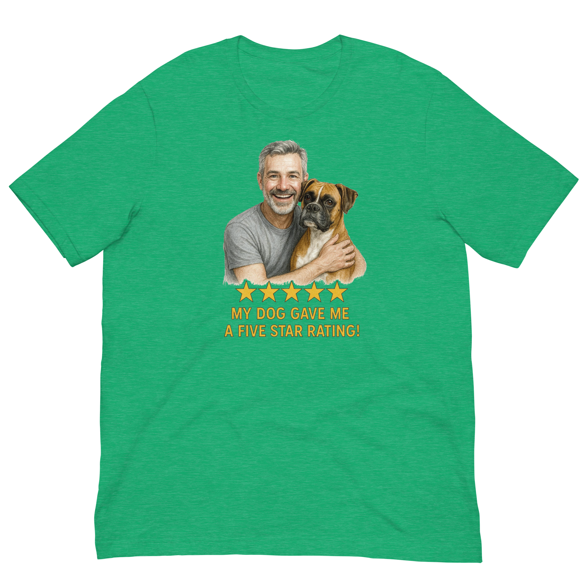 Salt & Pepper Man with Boxer graphic tee.