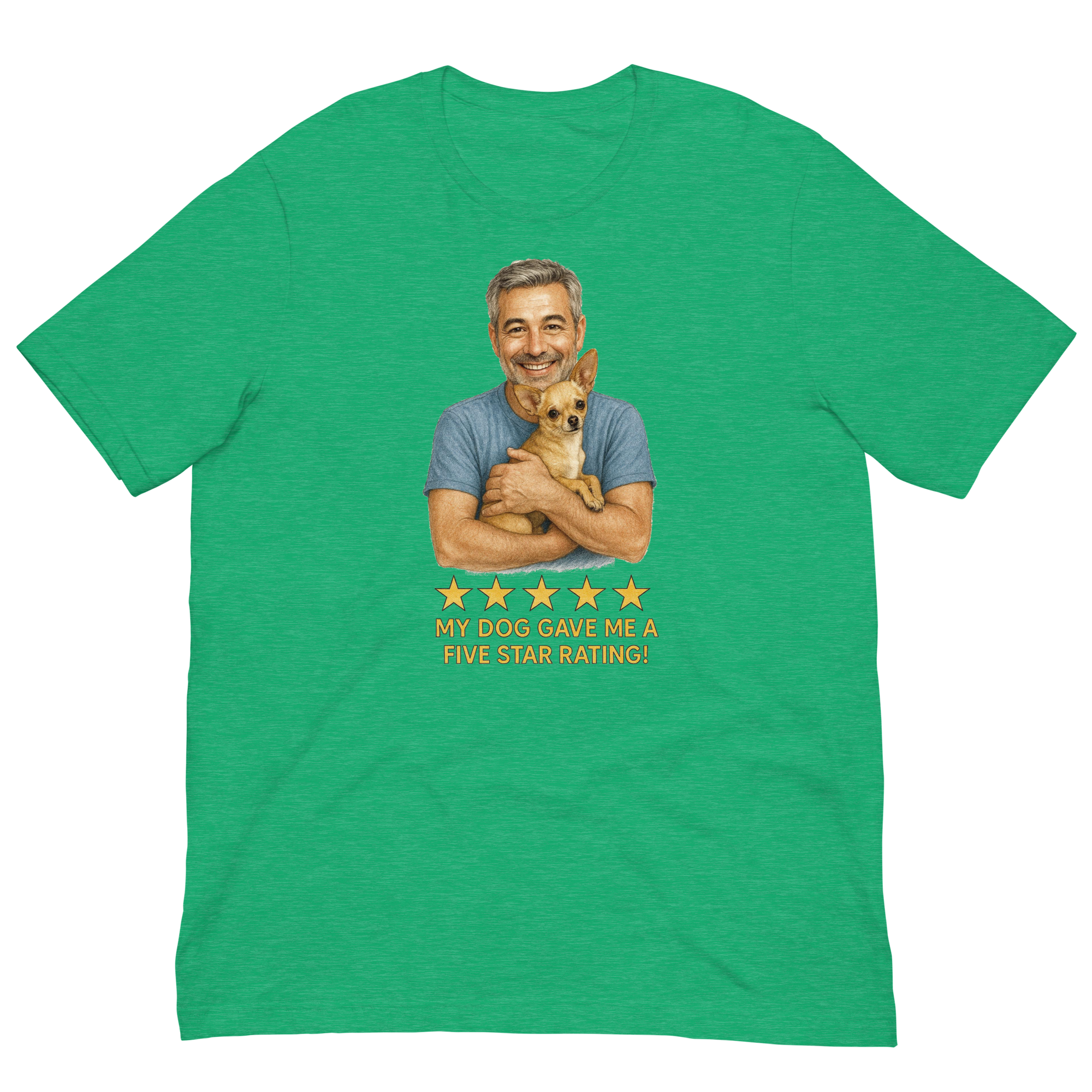 Salt & Pepper Man with Chihuahua graphic tee.