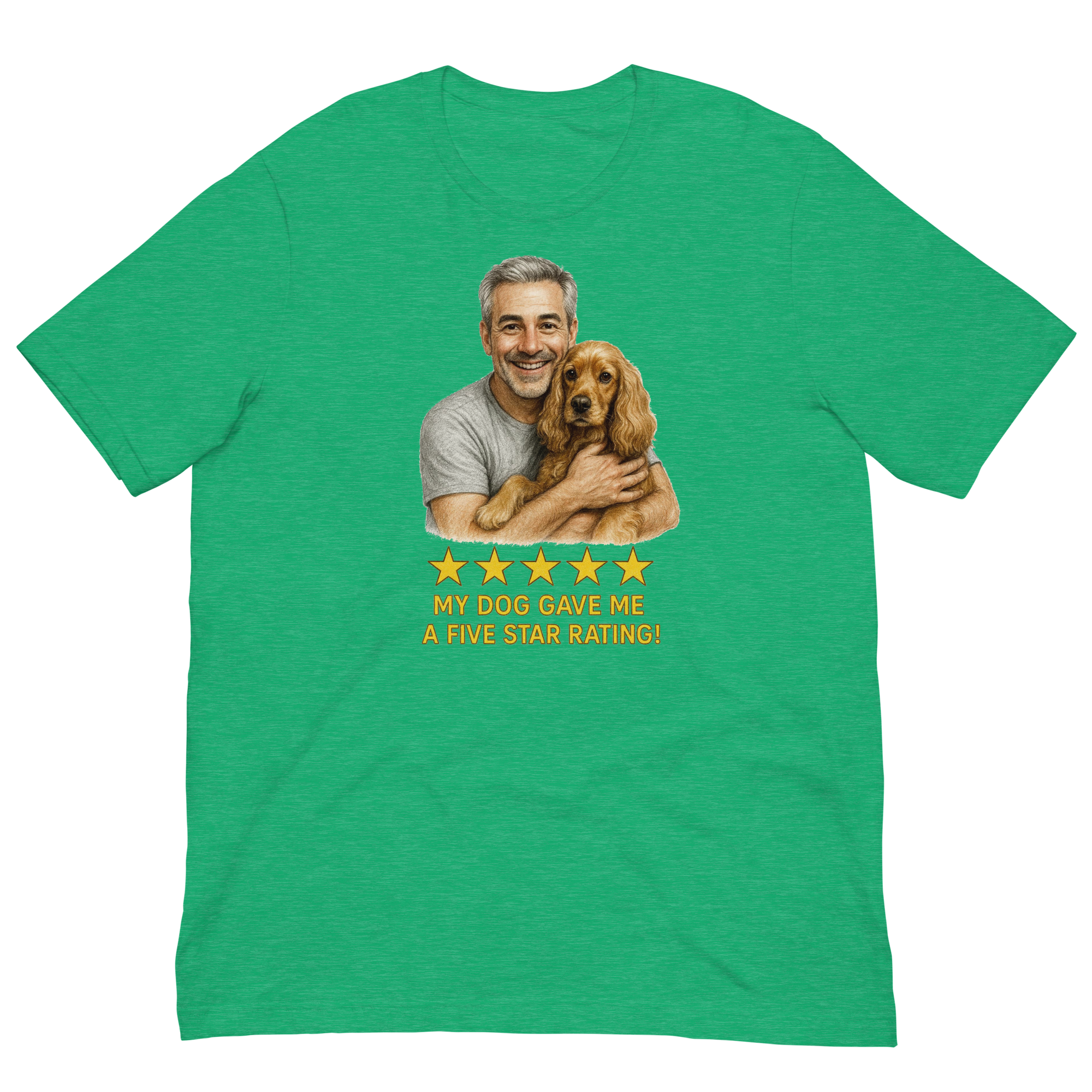 Salt & Pepper Man with Cocker Spaniel graphic tee.