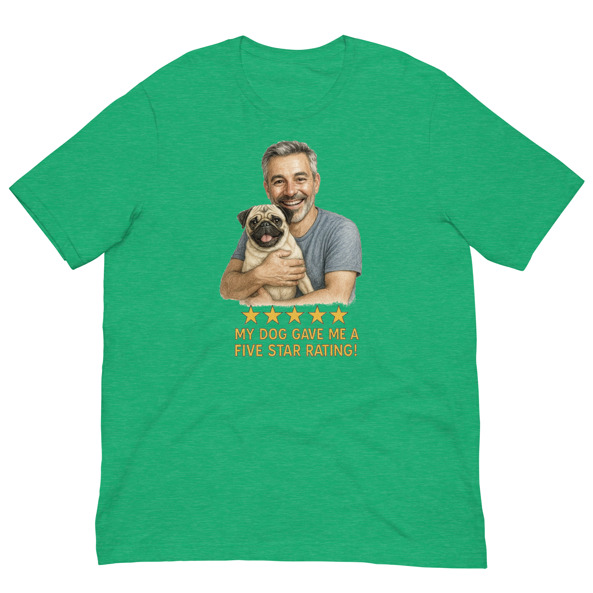Salt & Pepper Man with Pug graphic tee.