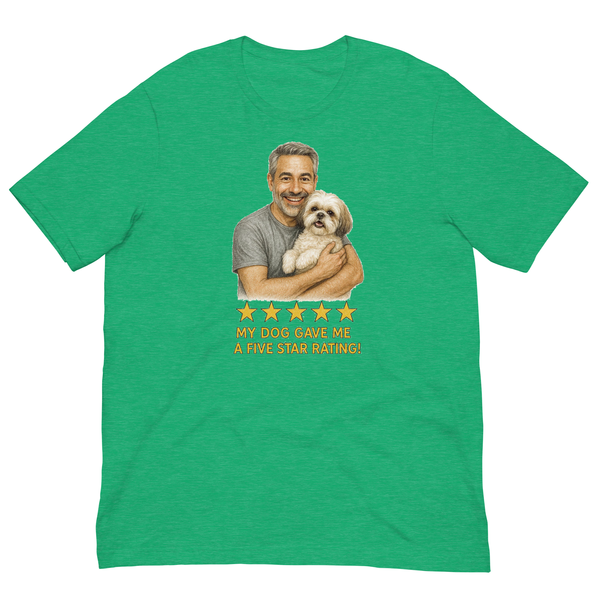 Salt & Pepper Man with Shih Tzu graphic tee.
