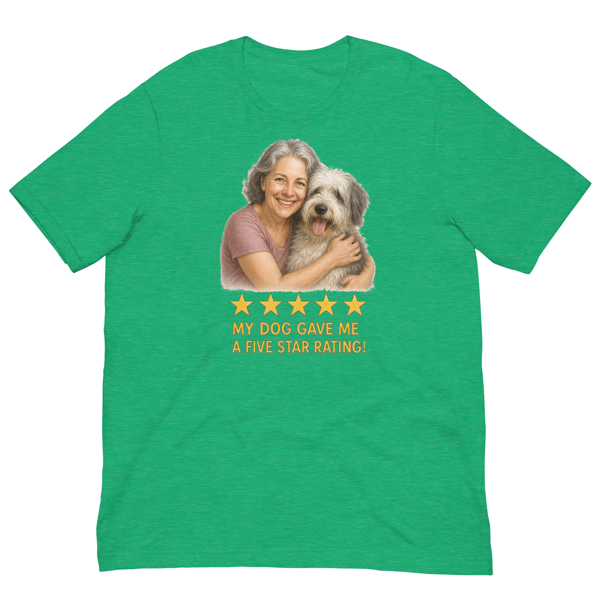 Salt & Pepper Woman with Sheepdog graphic tee - heather kelly