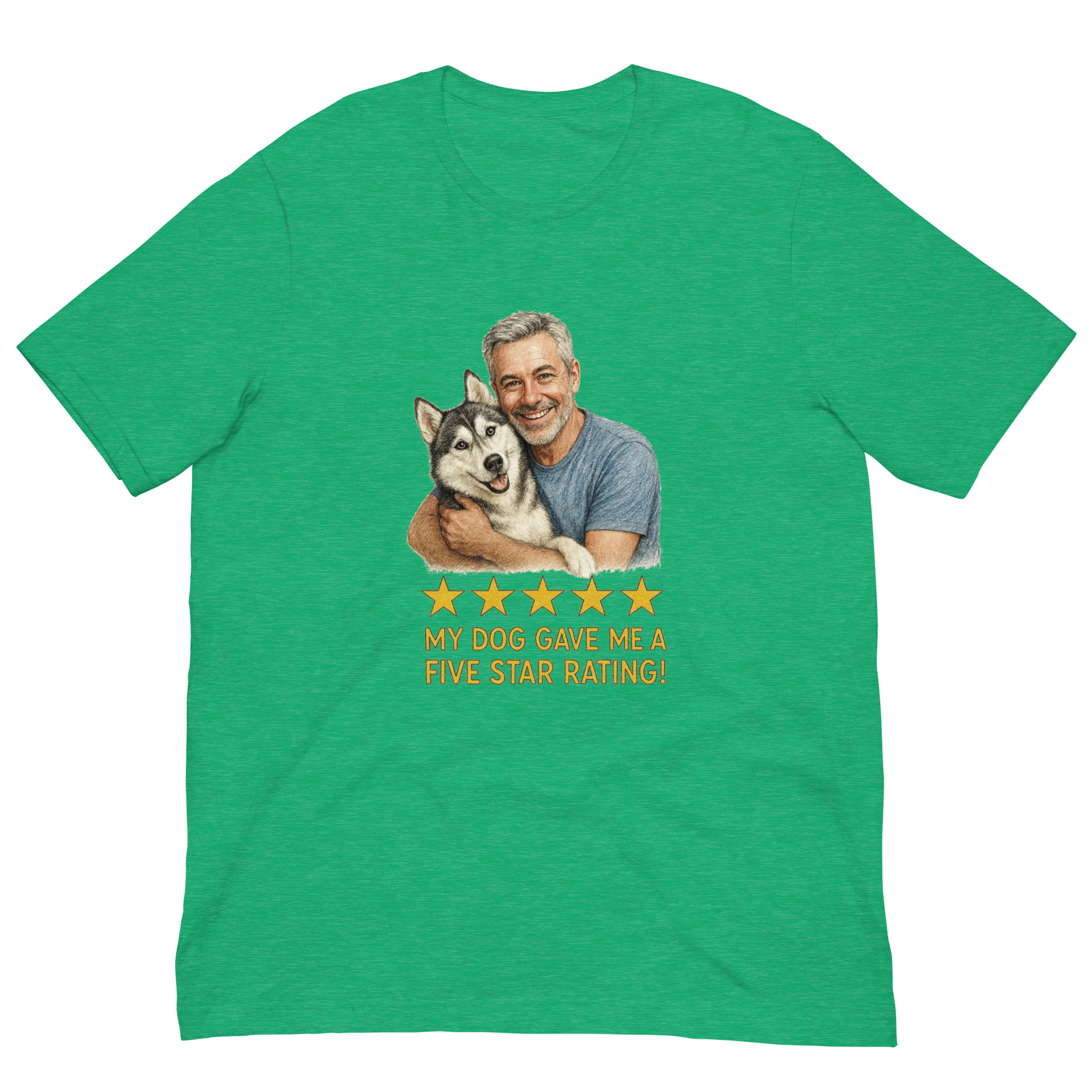 Salt & Pepper Man with Alaskan Husky graphic tee.