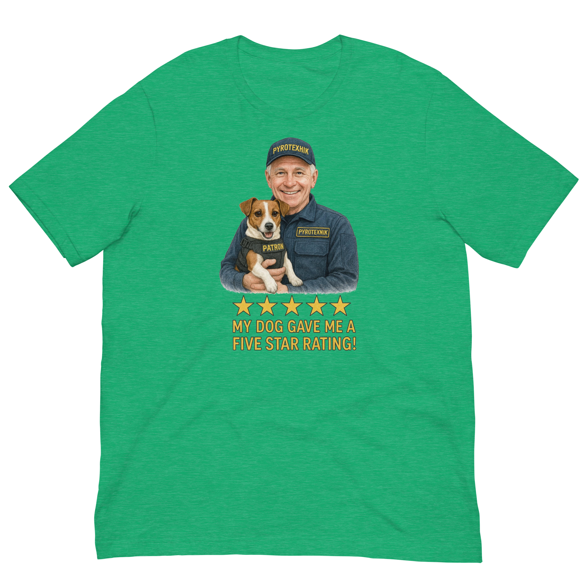 White Hair Man with Patron graphic tee.