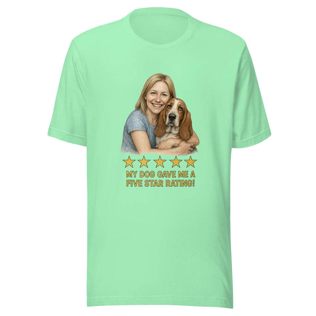 Blonde Woman with Basset Hound graphic tee - mint