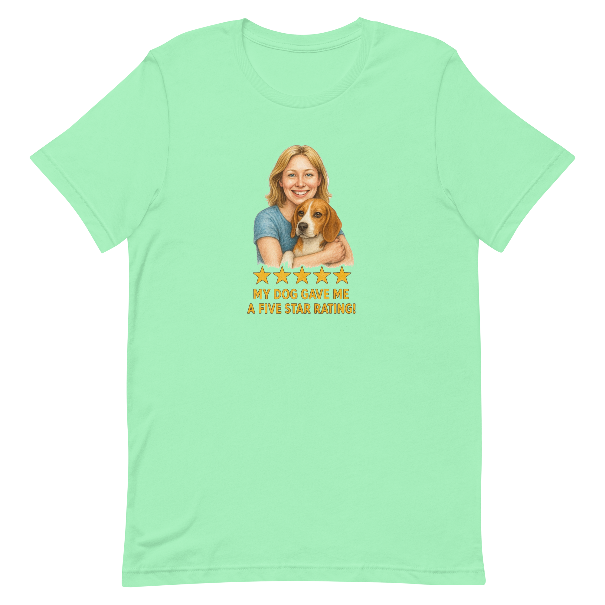 Blonde Woman with Beagle graphic tee - mint