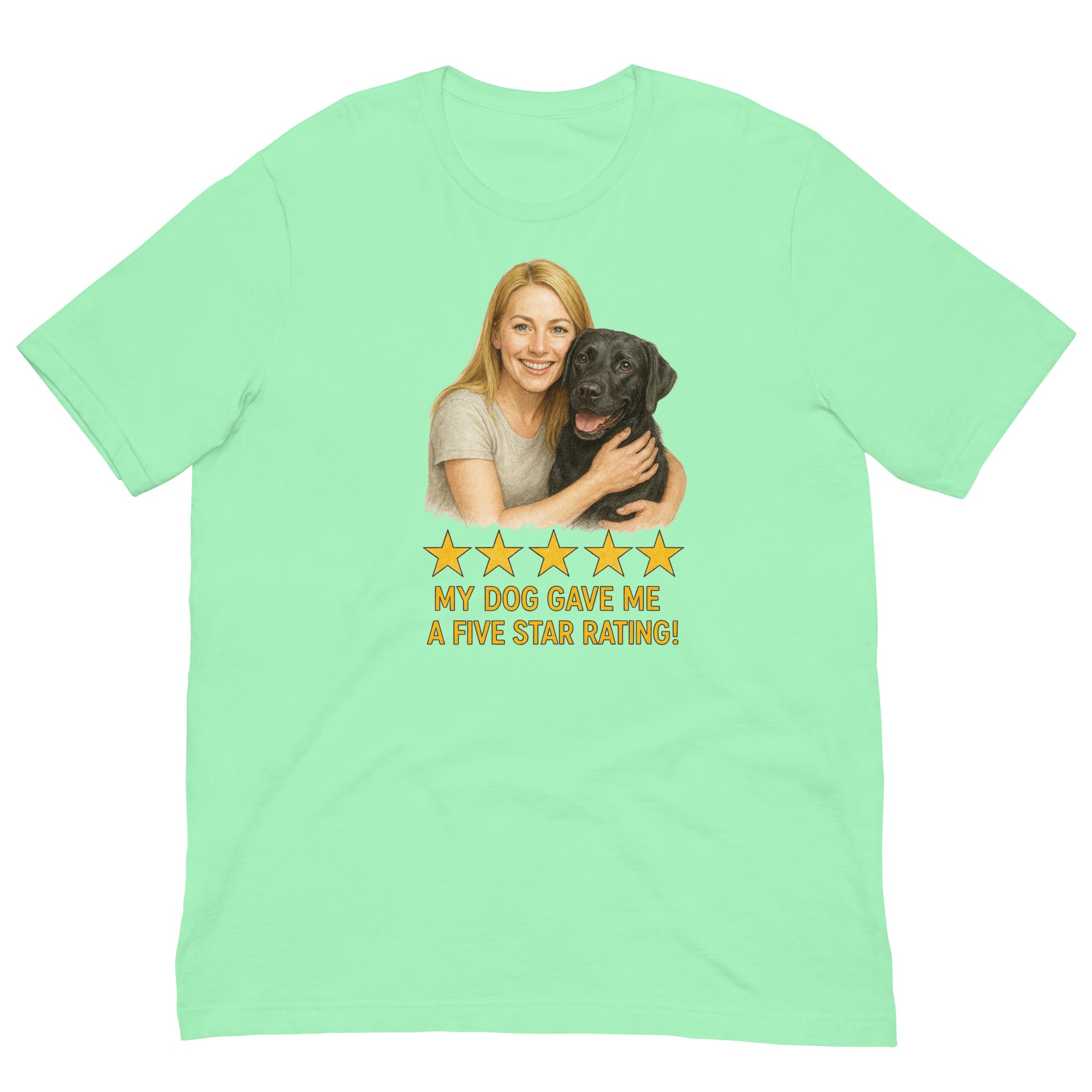 Blonde Woman with Black Labrador graphic tee - mint