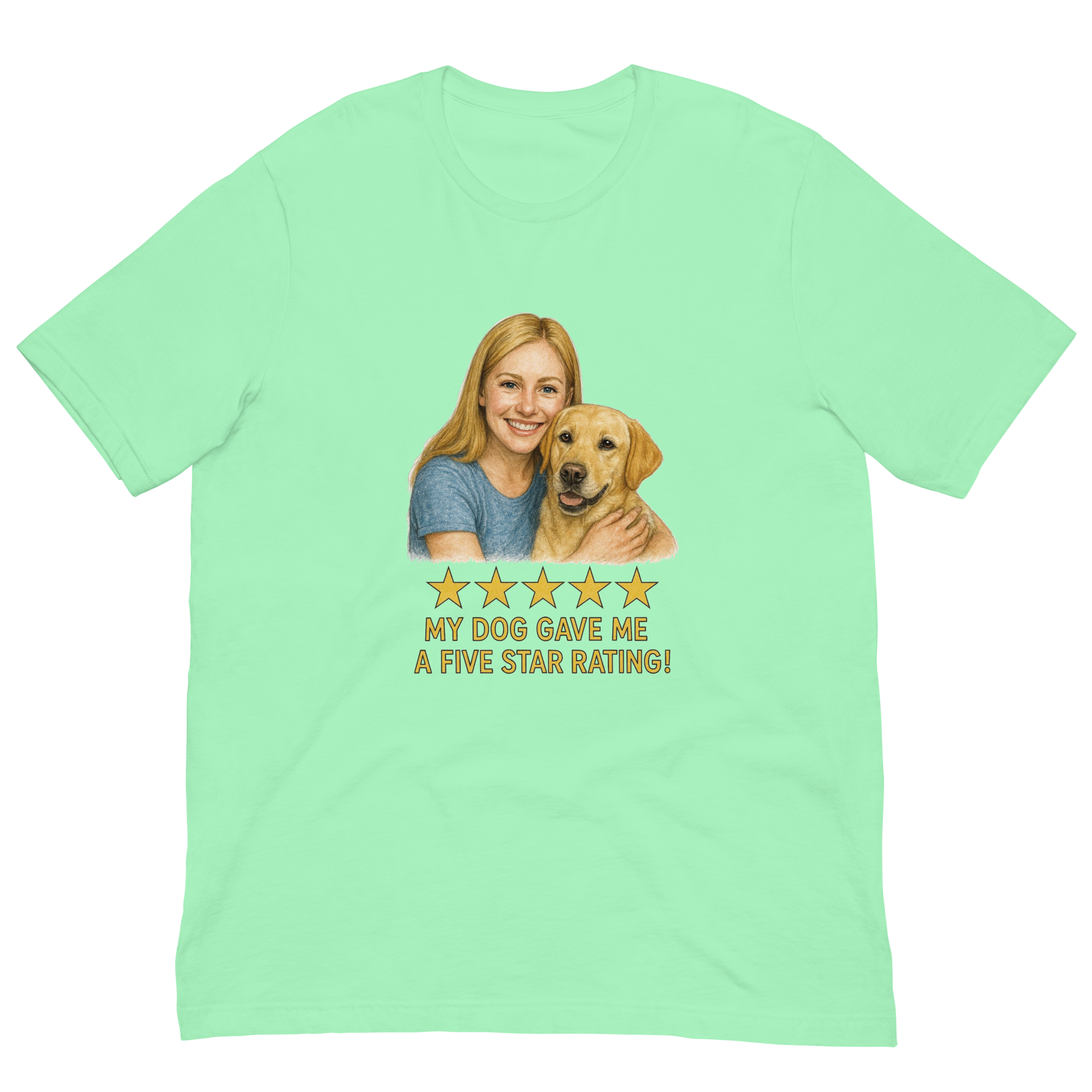 Blonde Woman with Yellow Labrador graphic tee - mint