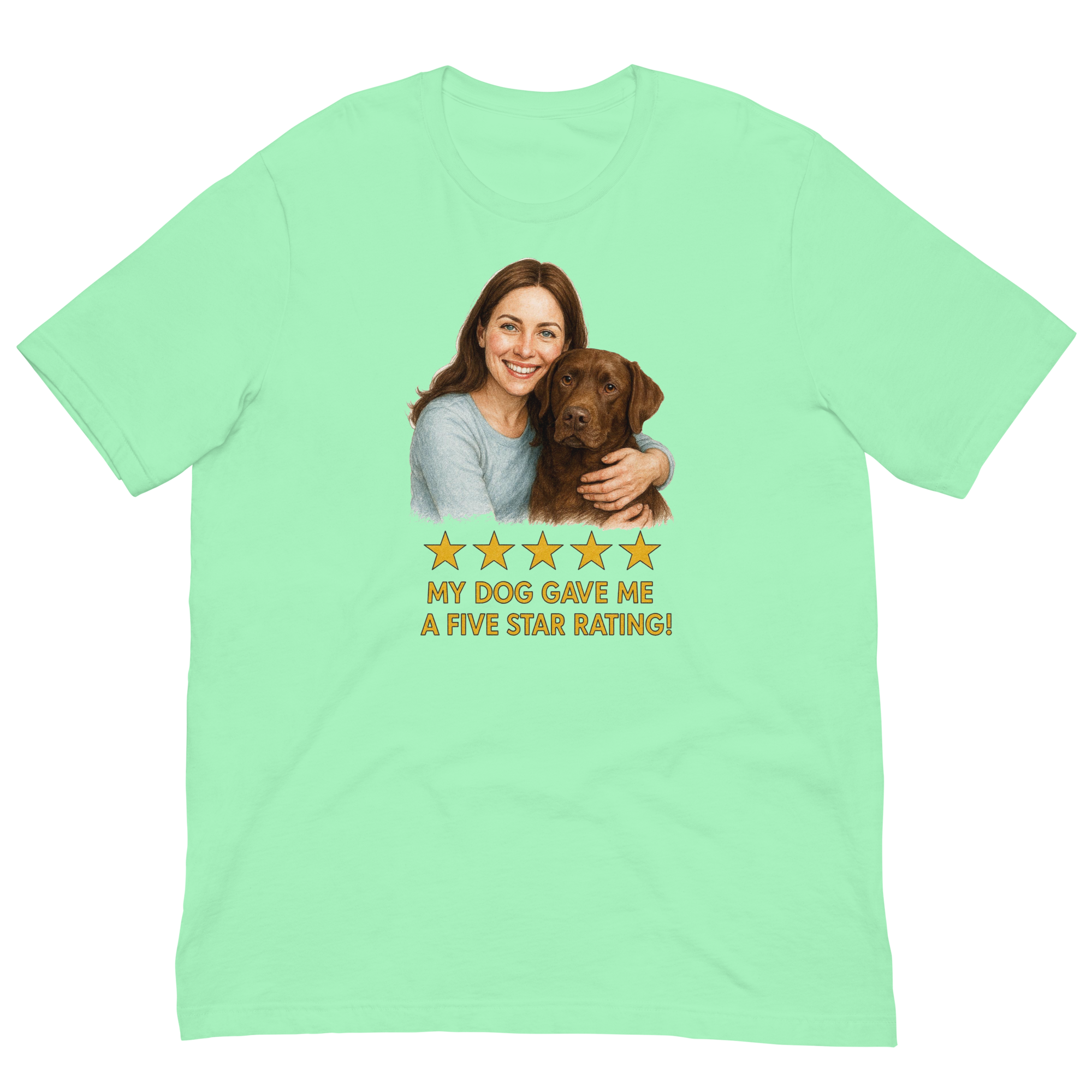 Brunette Woman with Chocolate Labrador graphic tee - mint