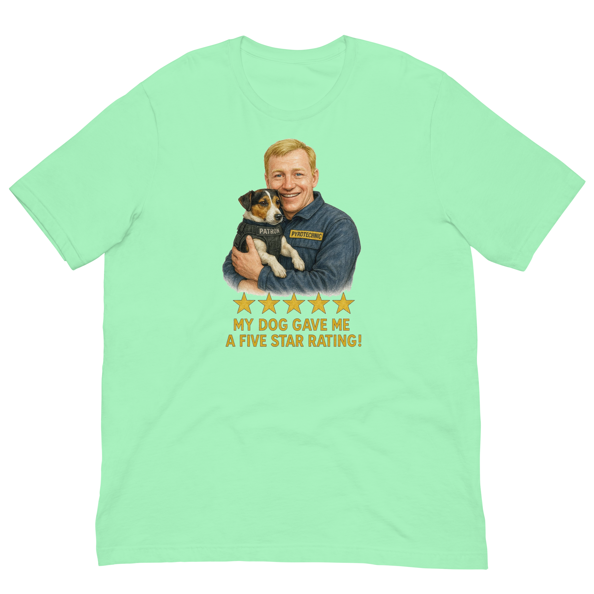 Blonde Man with Patron graphic tee.